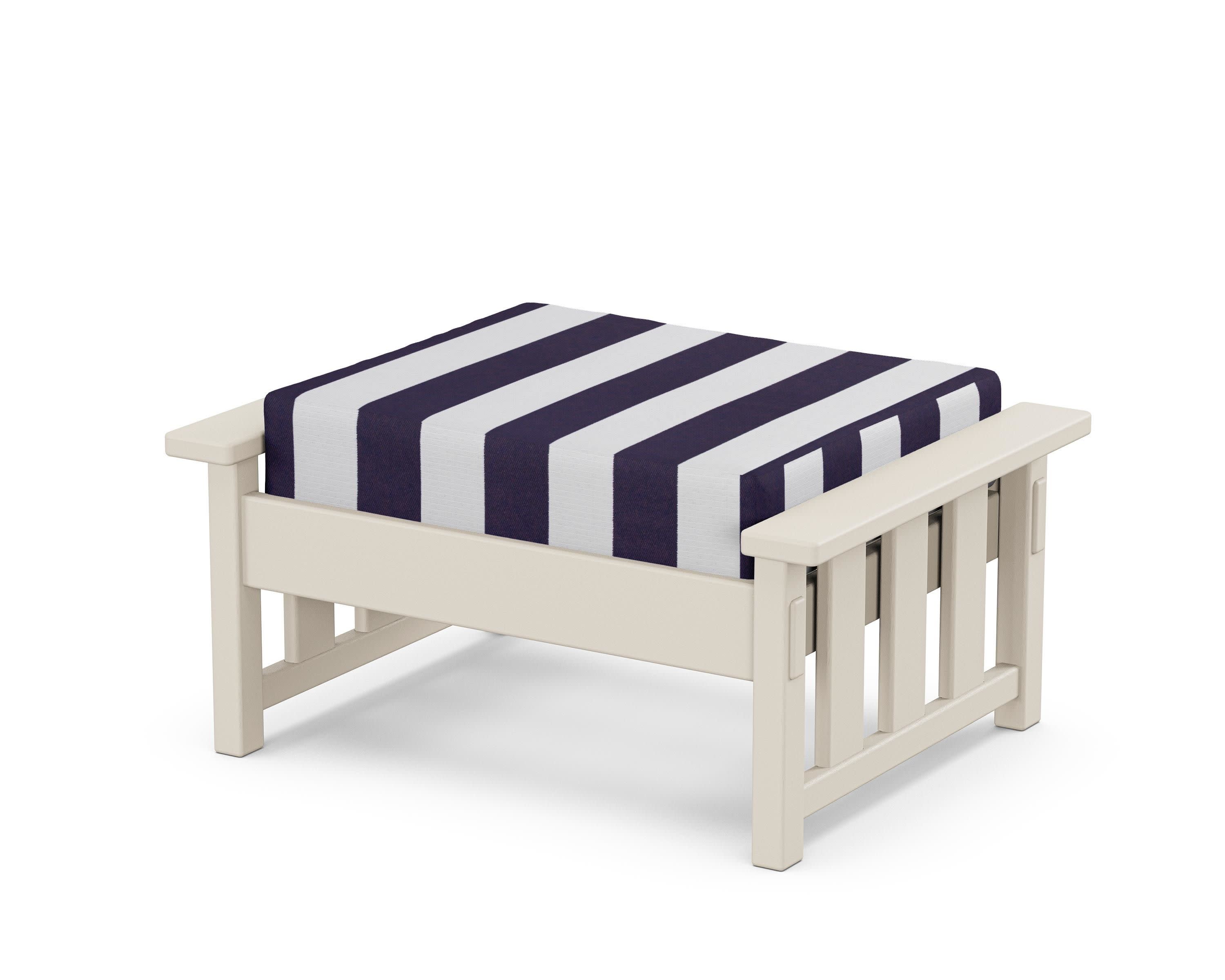 Acadia Deep Seating Ottoman in Sand / Cabana Stripe Navy