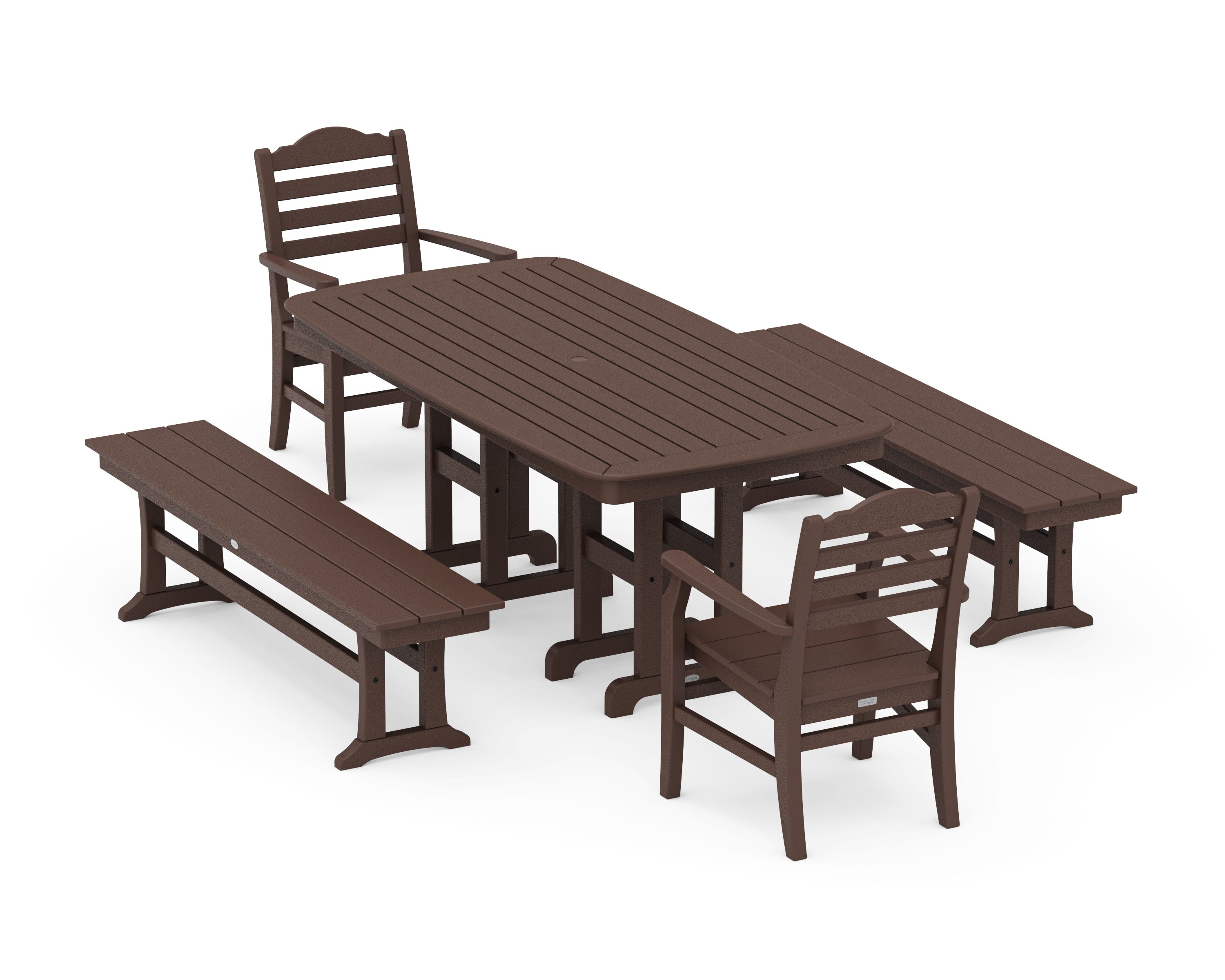 Savannah 5-Piece Dining Set with Benches in Mahogany