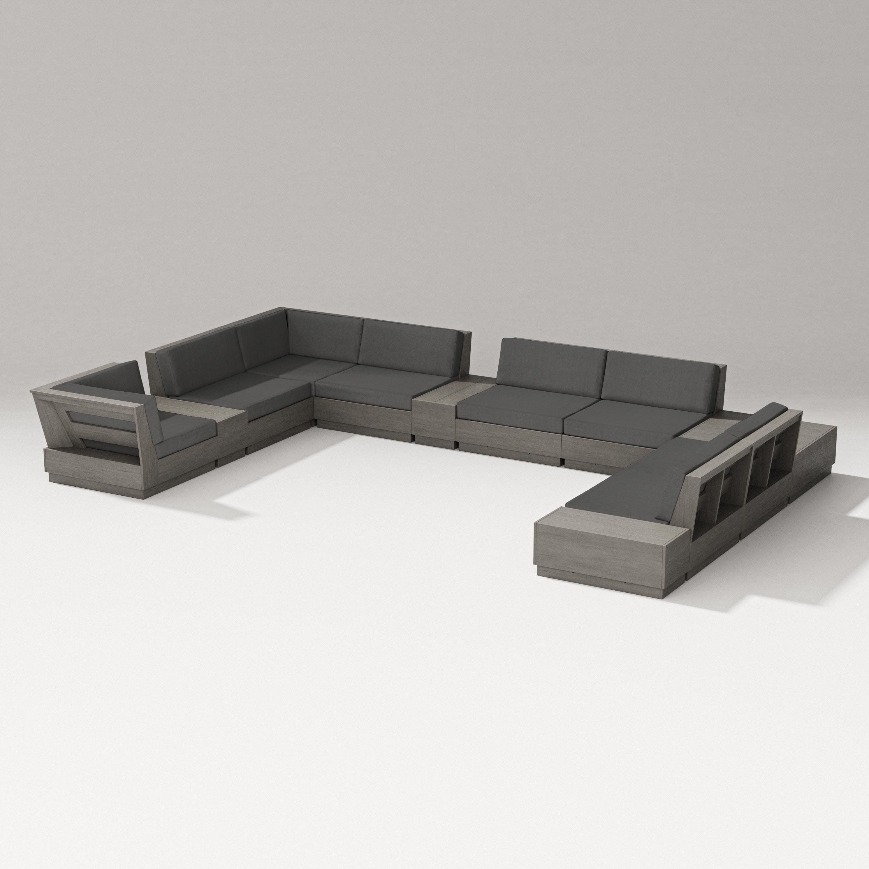 Elevate 12-Piece Conversation Sectional Set in Driftwood / Spectrum Carbon