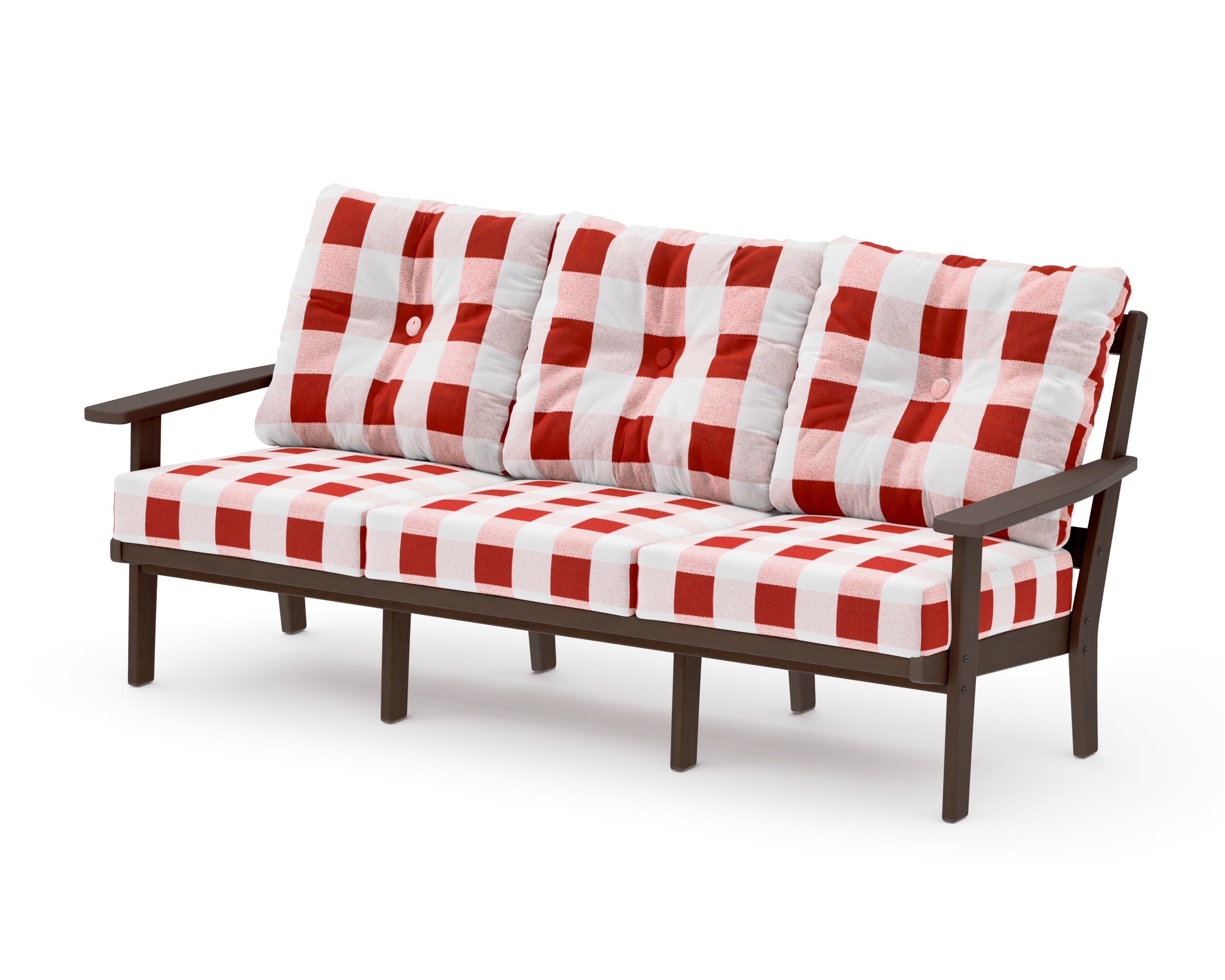 Oxford Deep Seating Sofa in Kona / Buffalo Plaid Crimson