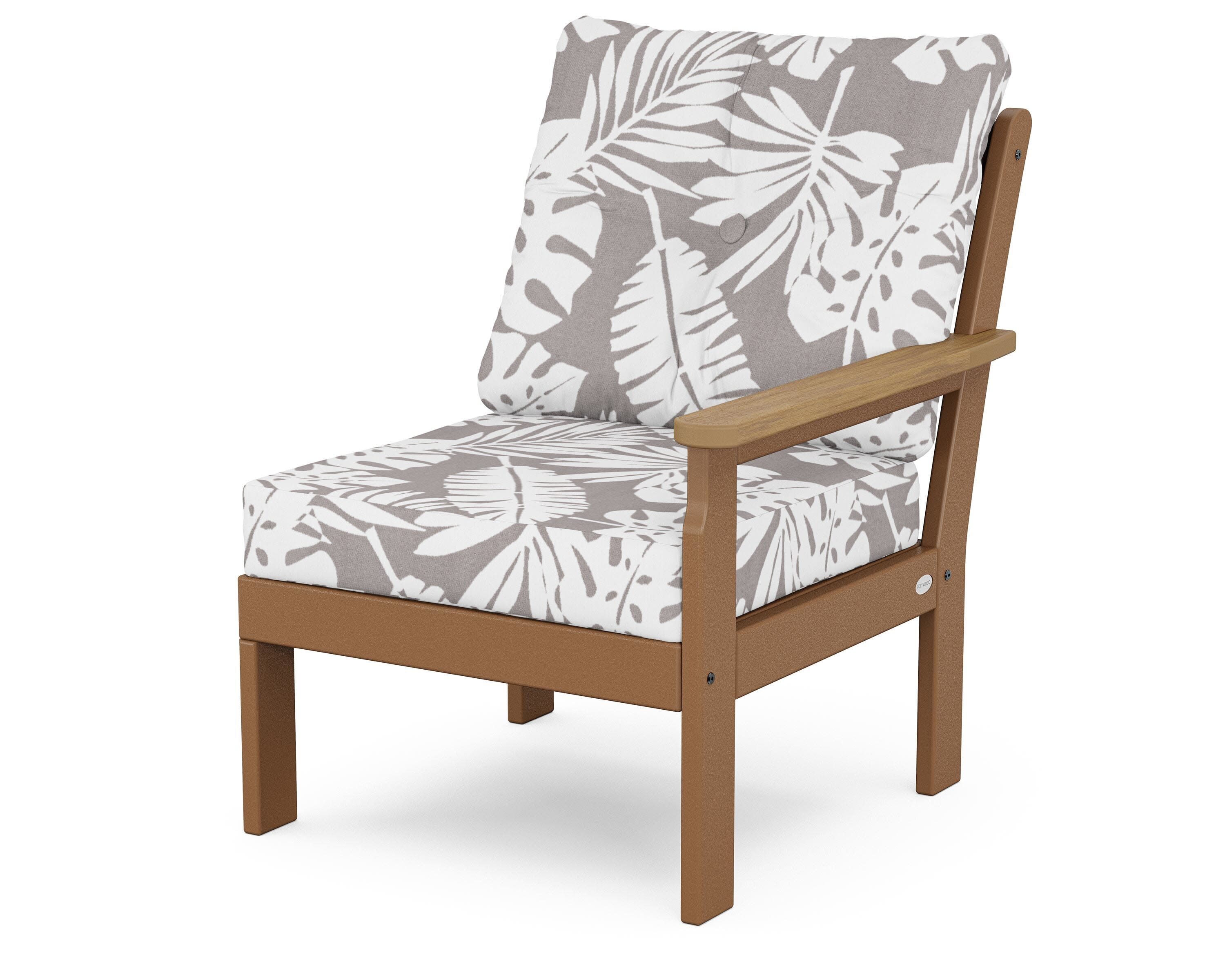 Vineyard Modular Right Arm Chair in Teak / Natural / Leaf Grey Mist