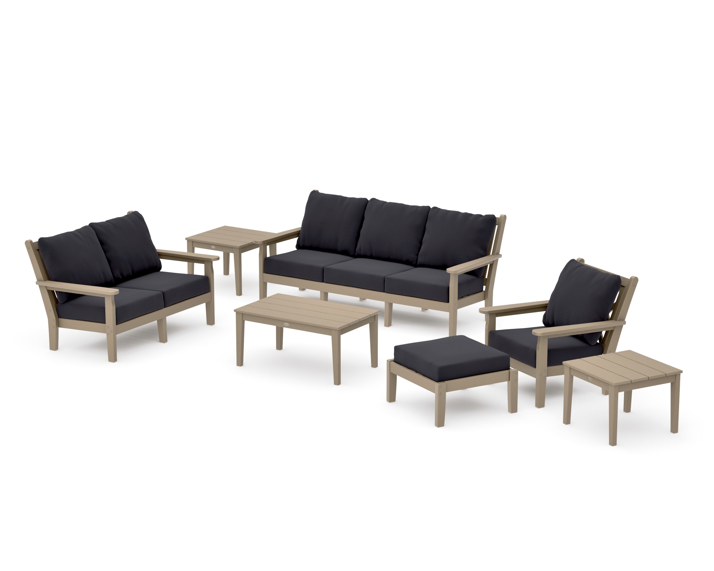 Chippendale 7-Piece Deep Seating Set in Vintage Sahara / Midnight Linen