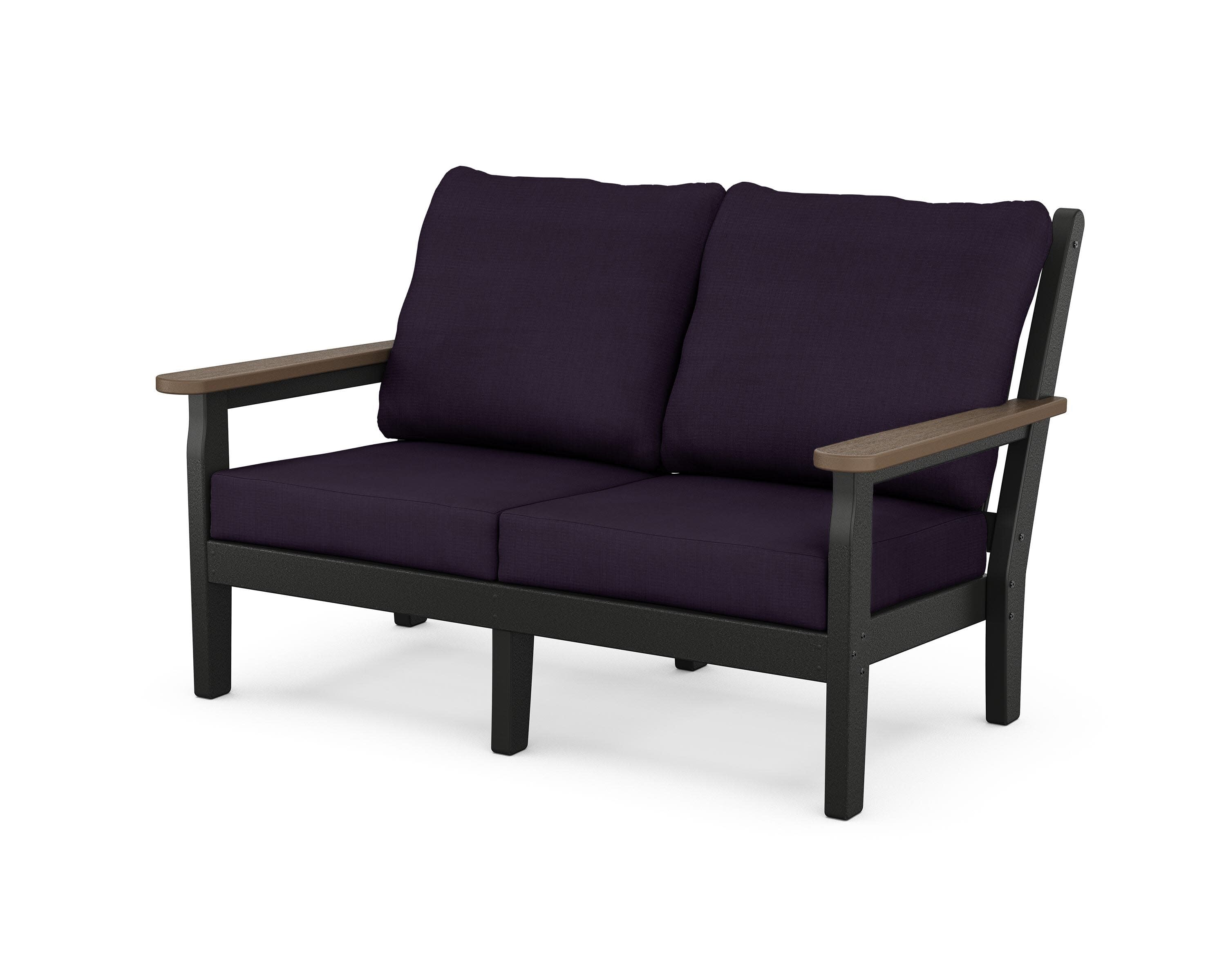 Chippendale Deep Seating Loveseat in Black / Kona / Navy Linen