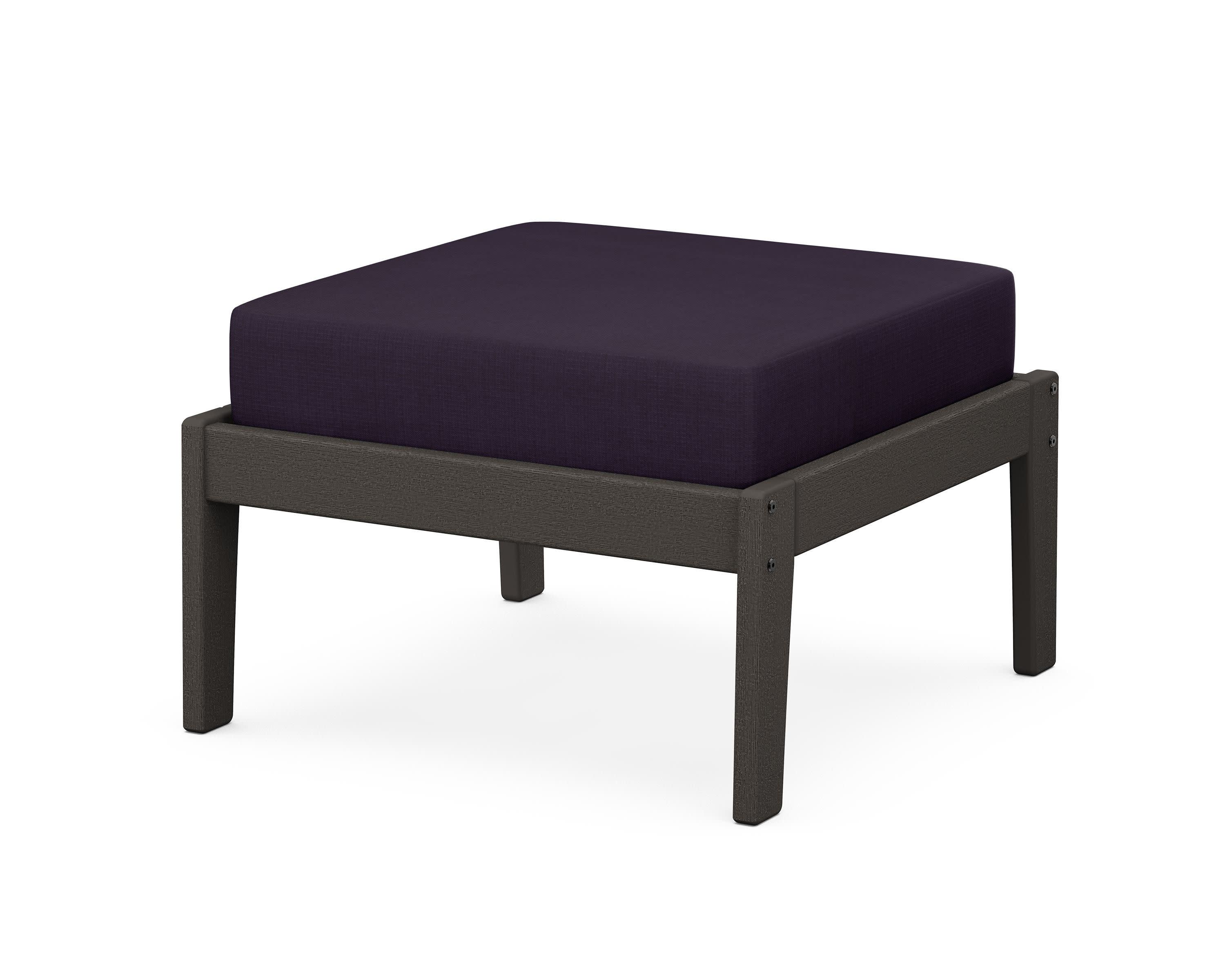 Deep Seating Ottoman in Vintage Coffee / Navy Linen