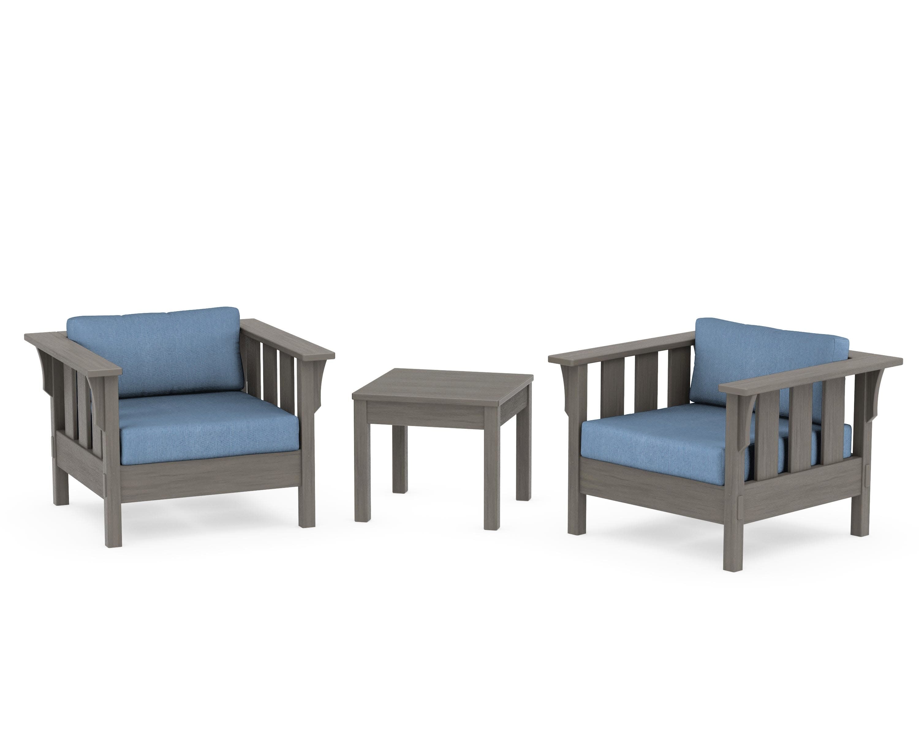 Acadia 3-Piece Deep Seating Set in Driftwood / Sky Blue
