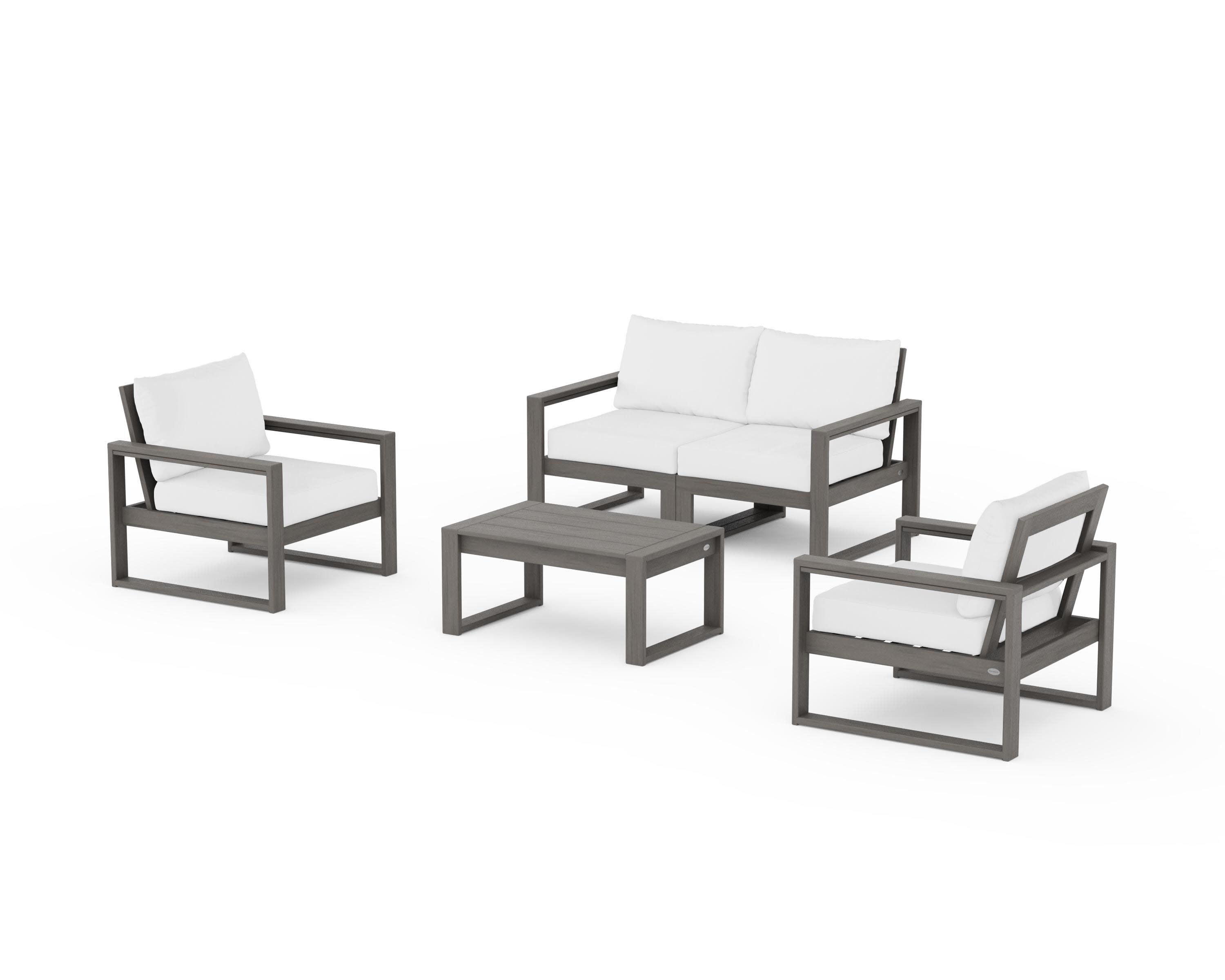 EDGE Sectional 4-Piece Deep Seating Set with Loveseat in Driftwood / Natural
