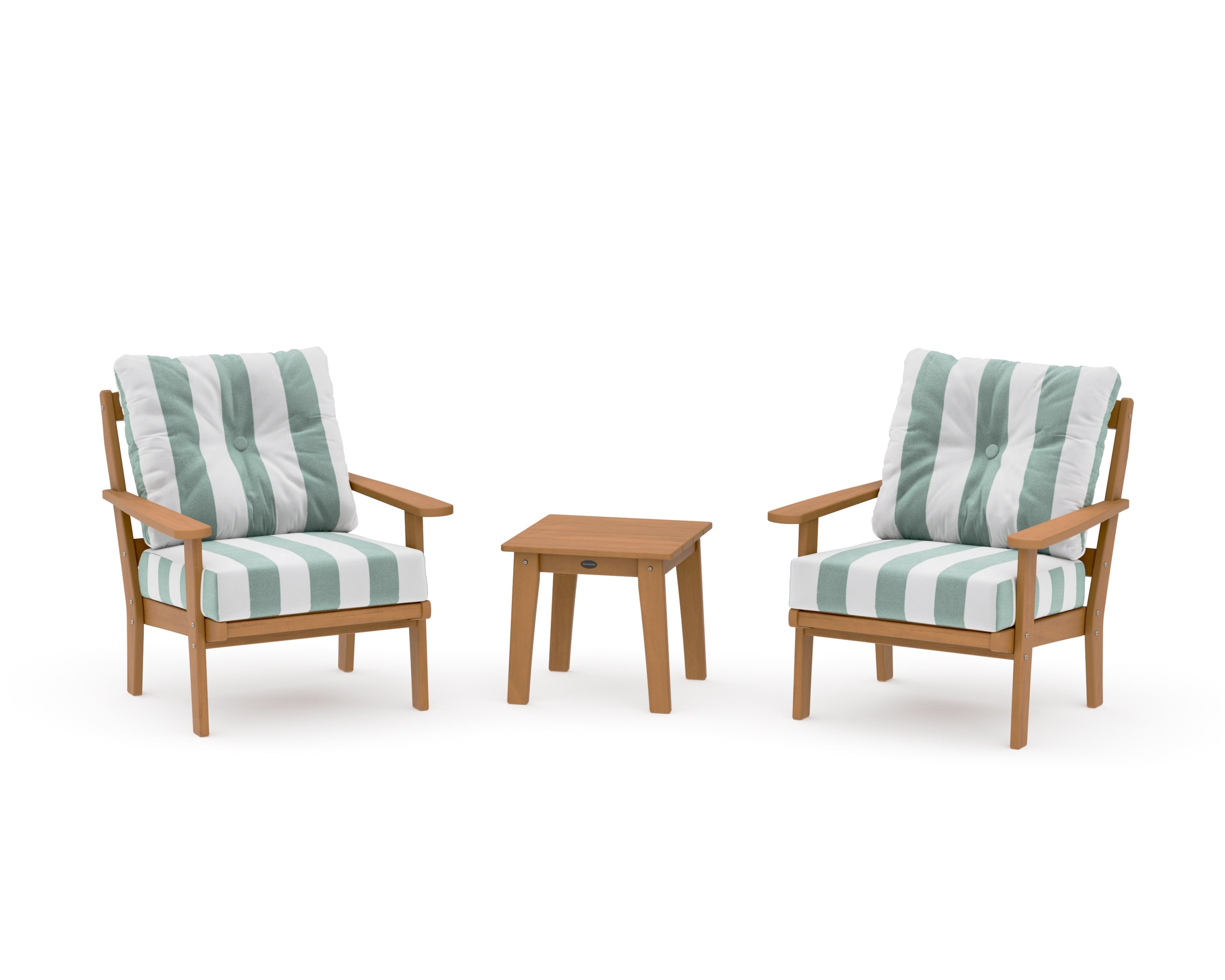 Mission 3-Piece Deep Seating Set in Natural / Cabana Stripe Glacier Spa