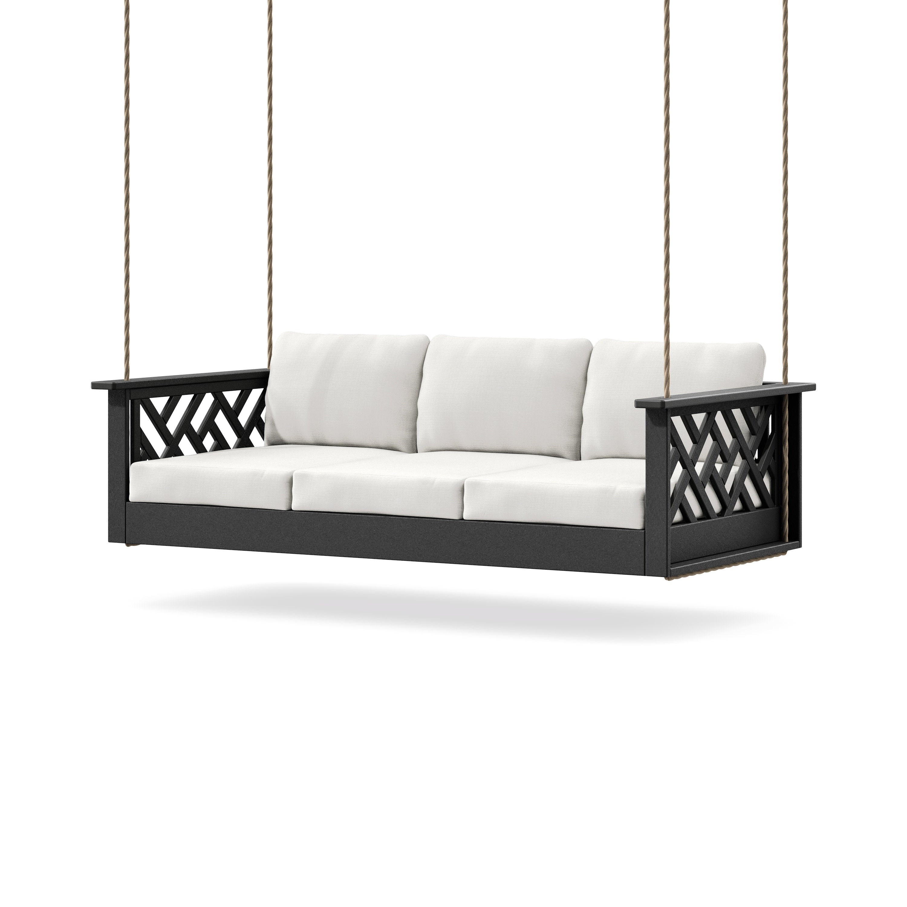 Chippendale Daybed Swing in Black / Natural Linen