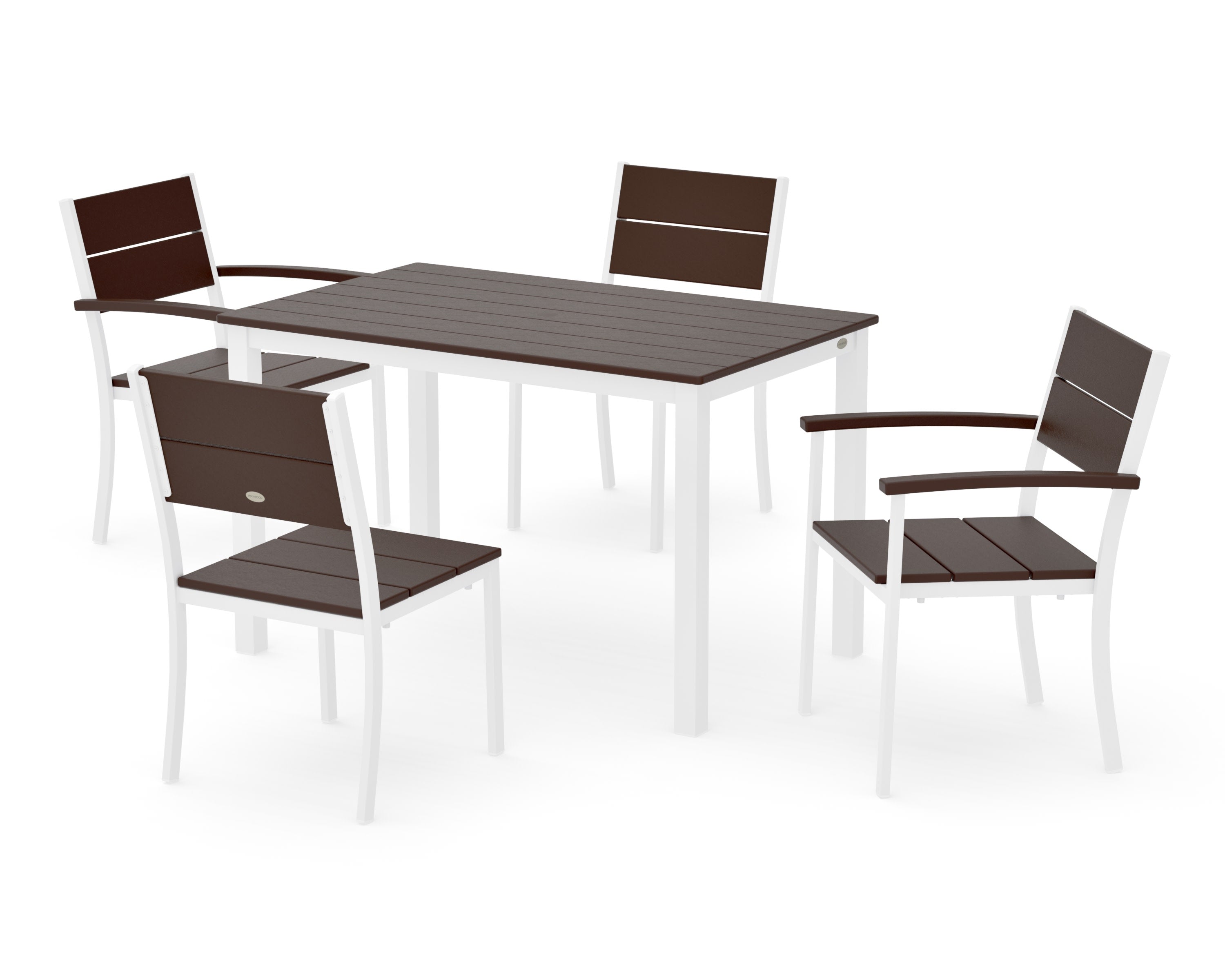 Main Street 5-Piece Dining Set in White / Mahogany