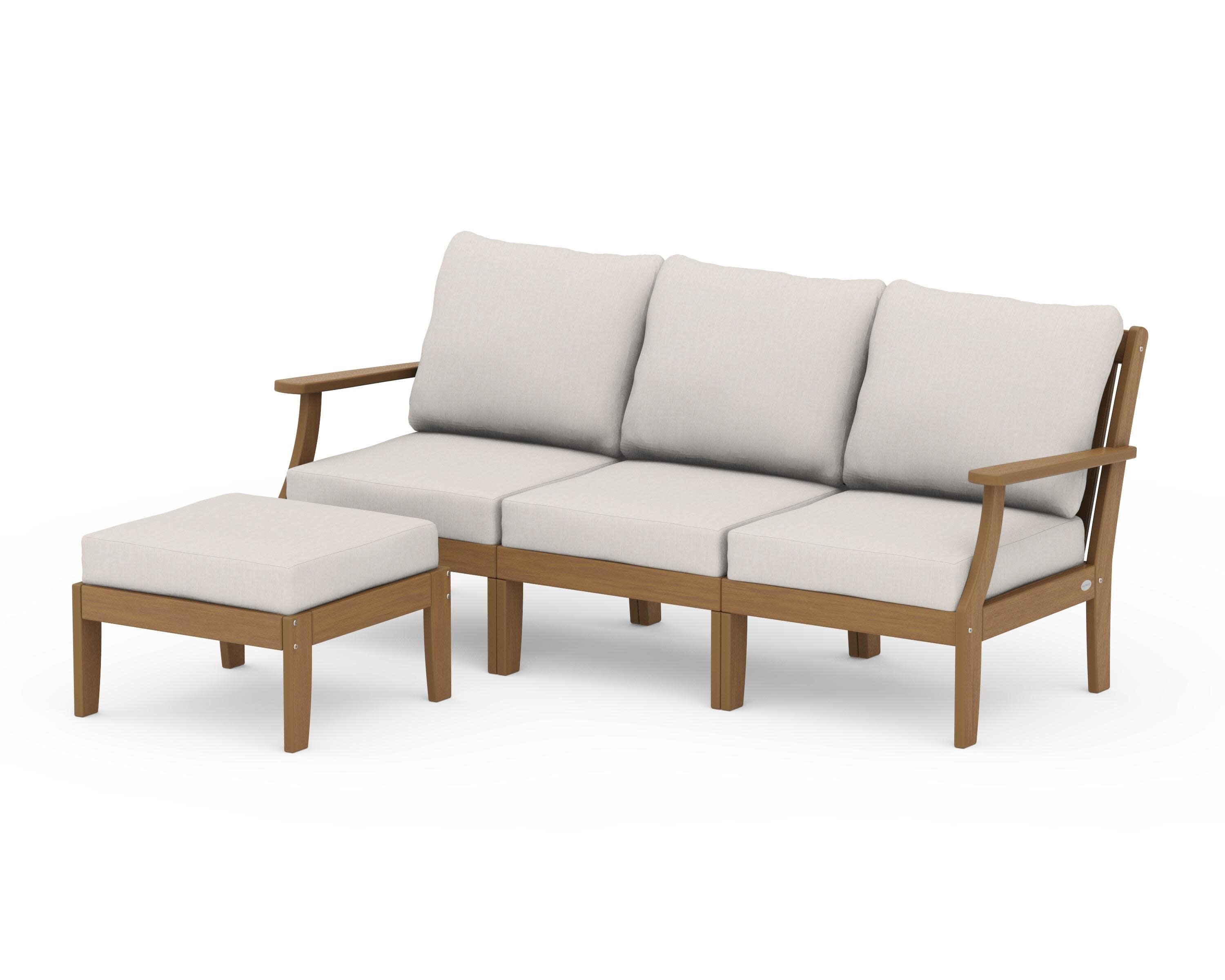 Braxton Modular 4-Piece Deep Seating Set with Ottoman in Natural / Cast Ash