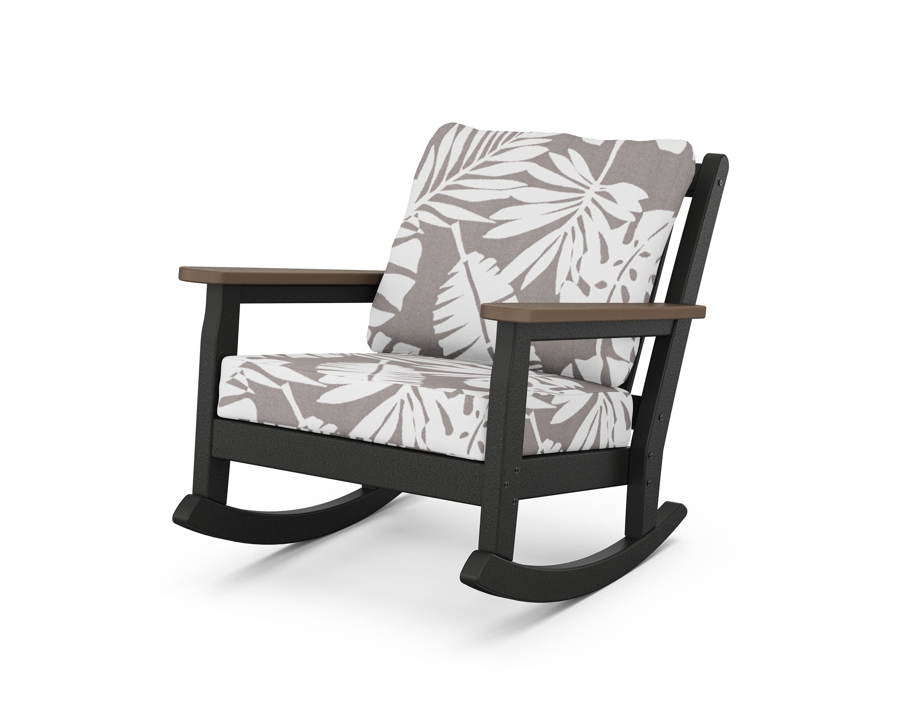 Chippendale Deep Seating Rocking Chair in Black / Kona / Leaf Grey Mist