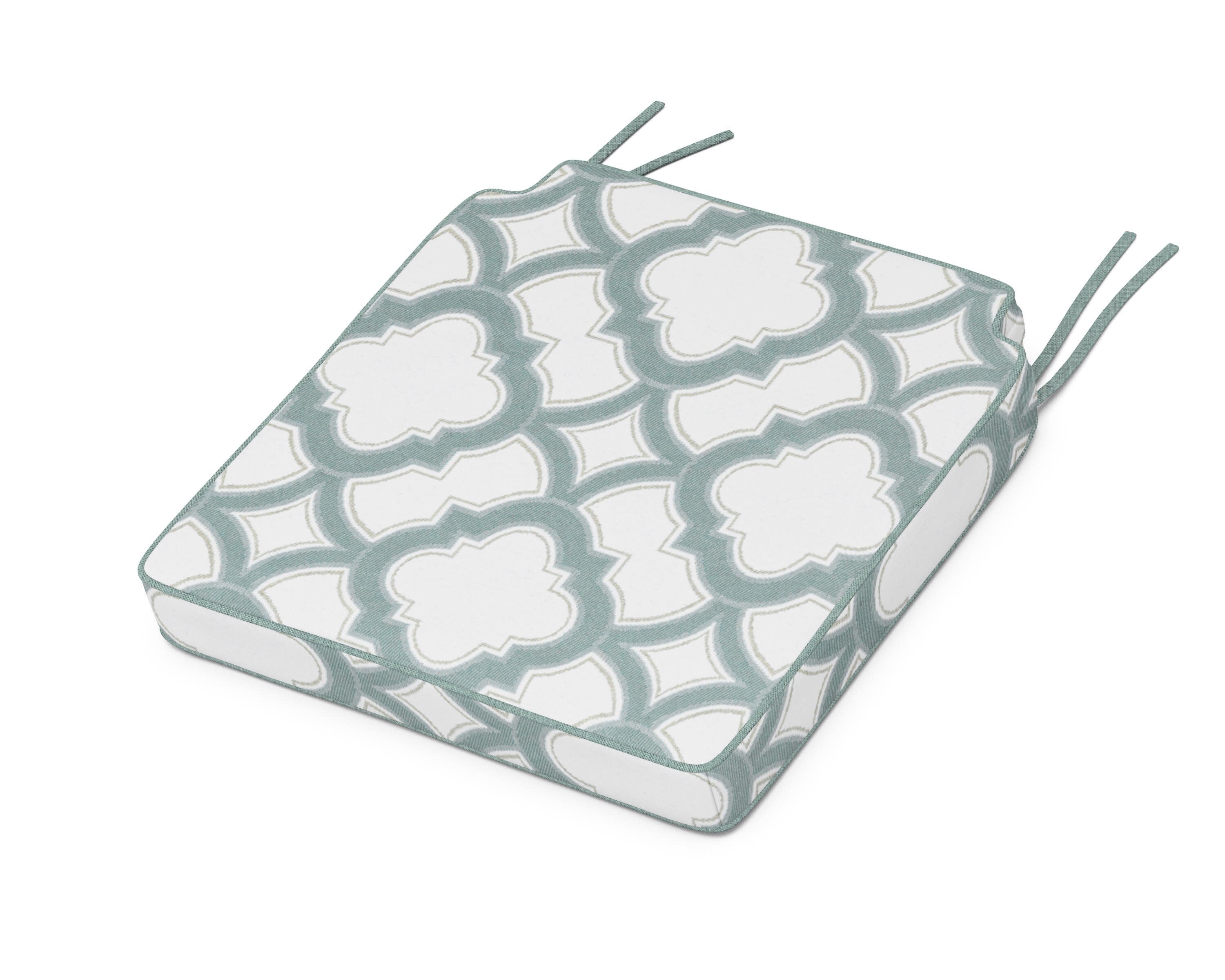 Acadia Dining Side Seat Cushion in Trellis Glacier Spa