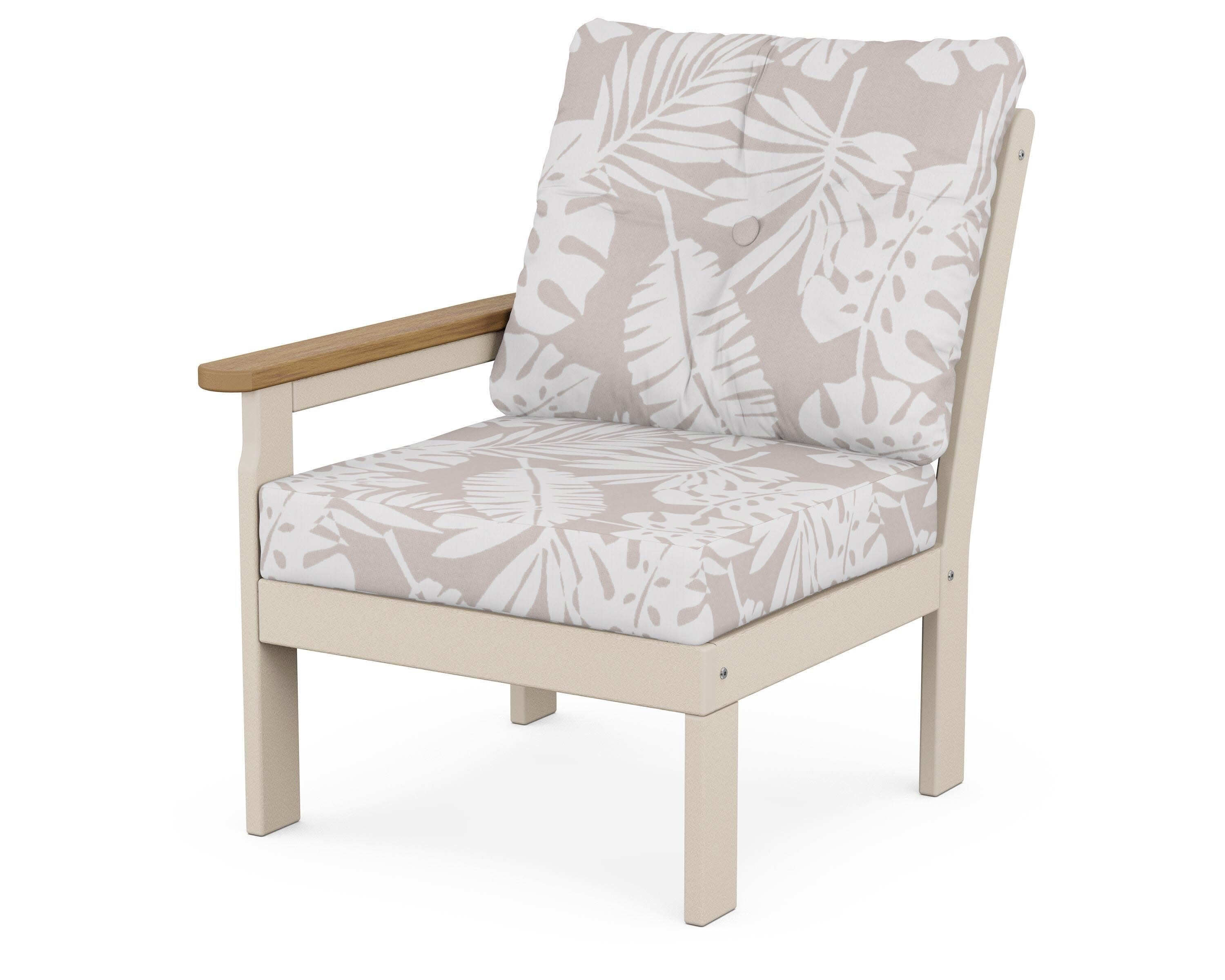 Vineyard Modular Left Arm Chair in Sand / Natural / Leaf Dune Burlap