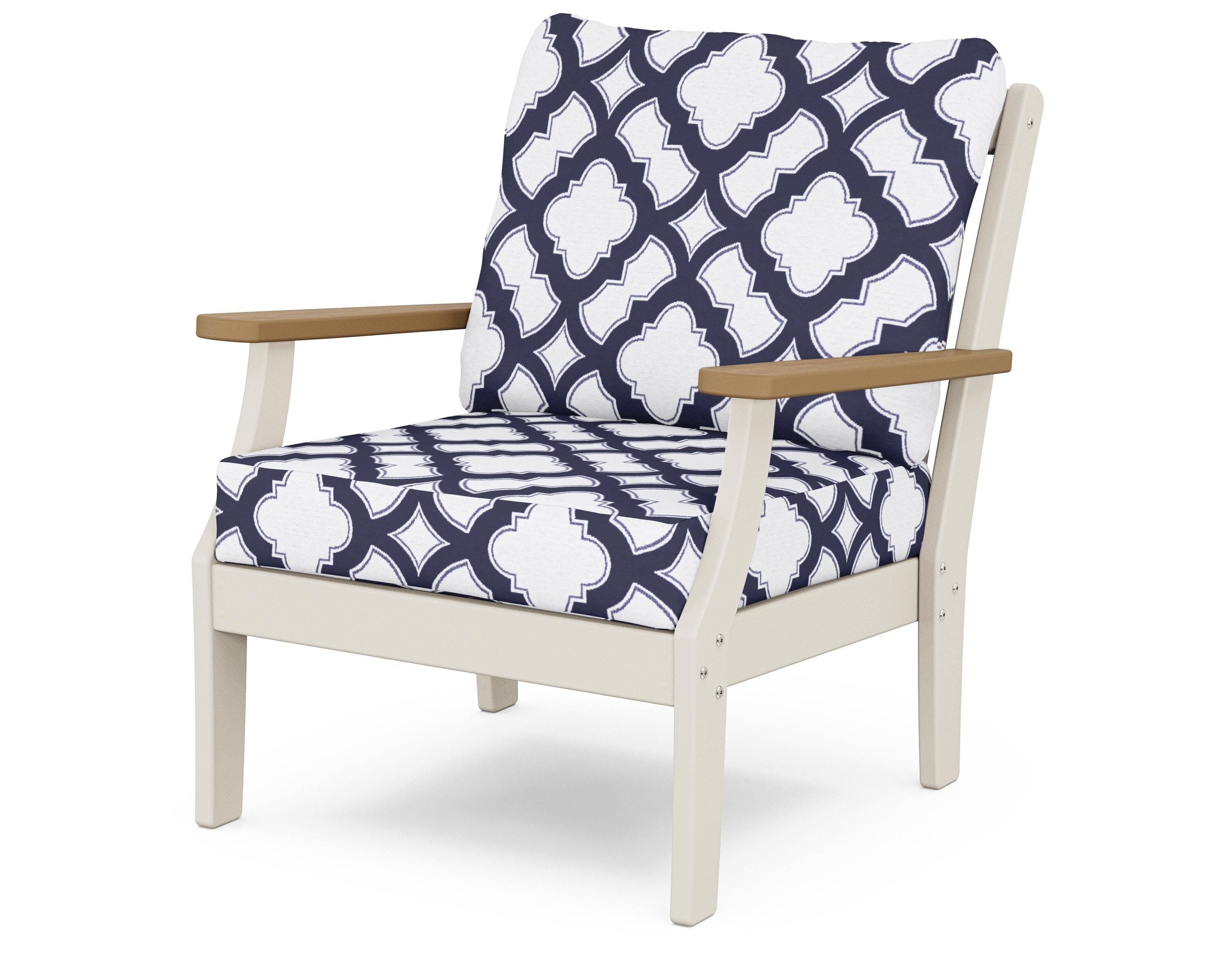 Braxton Deep Seating Chair in Sand / Natural / Trellis Navy
