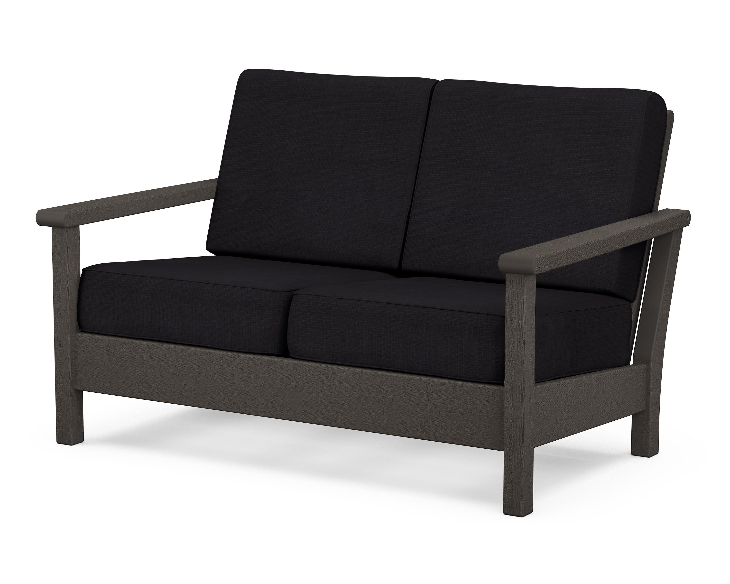 Harbour Deep Seating Loveseat in Vintage Coffee / Midnight Linen