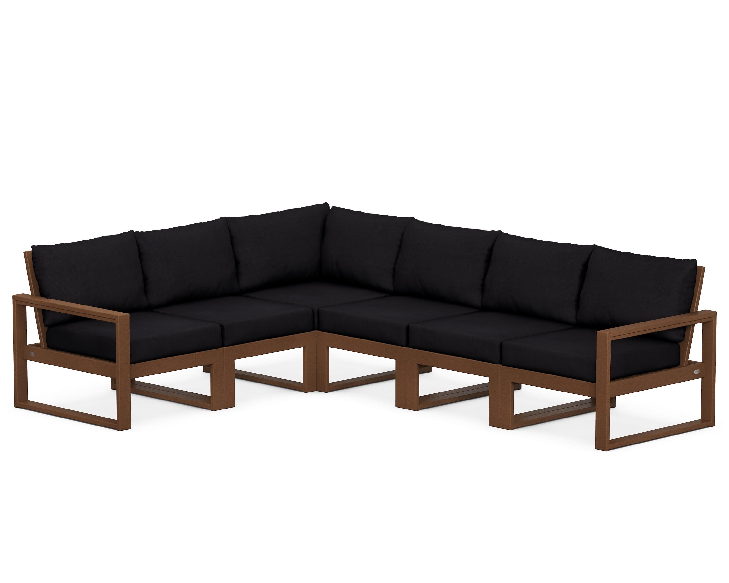 EDGE 6-Piece Modular Deep Seating Set in Teak / Midnight Linen