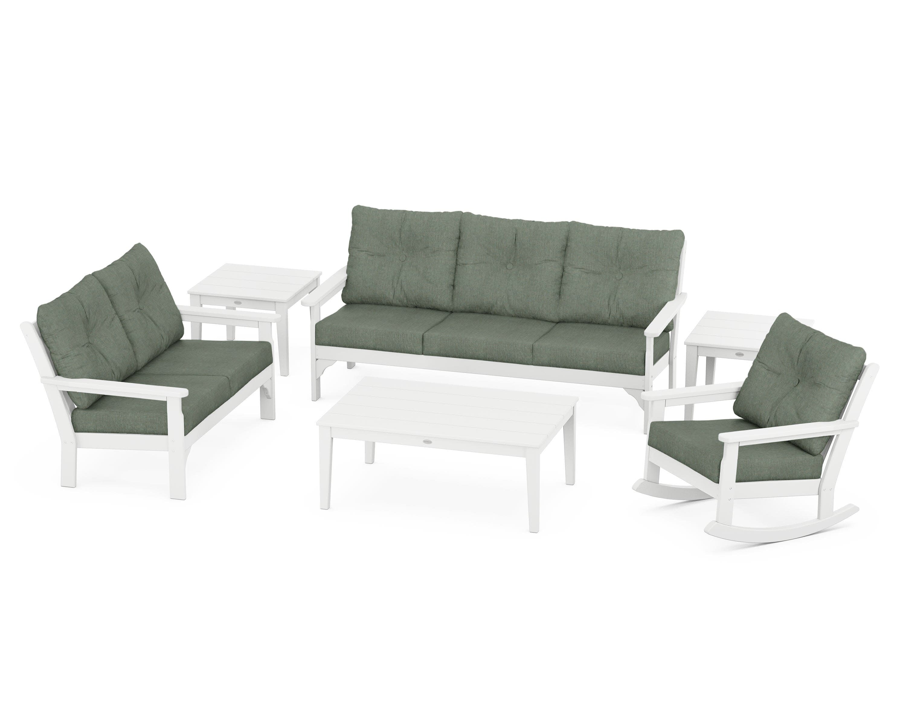 Vineyard 6-Piece Deep Seating Set in White / Cast Sage
