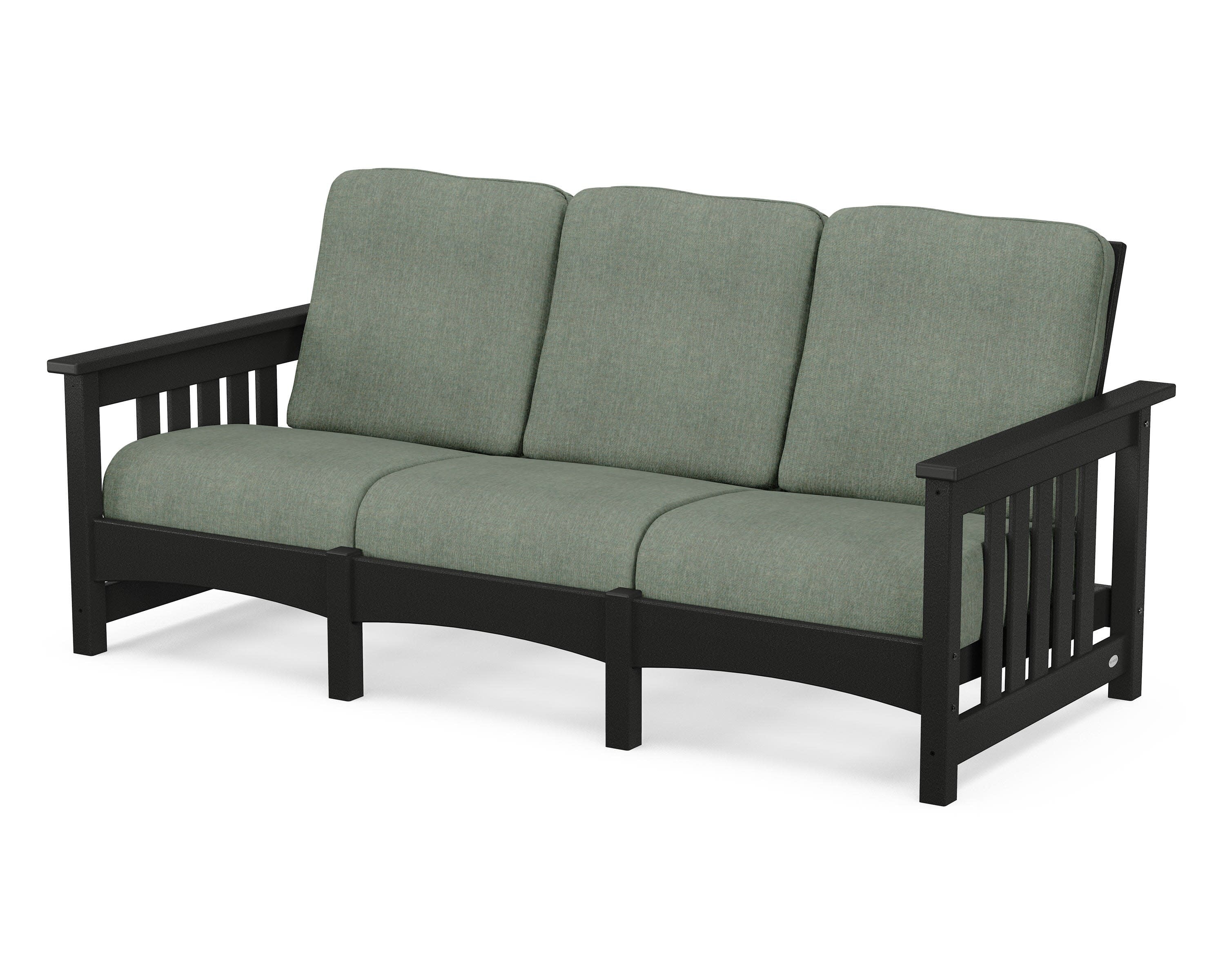 Club Mission Sofa in Black / Cast Sage