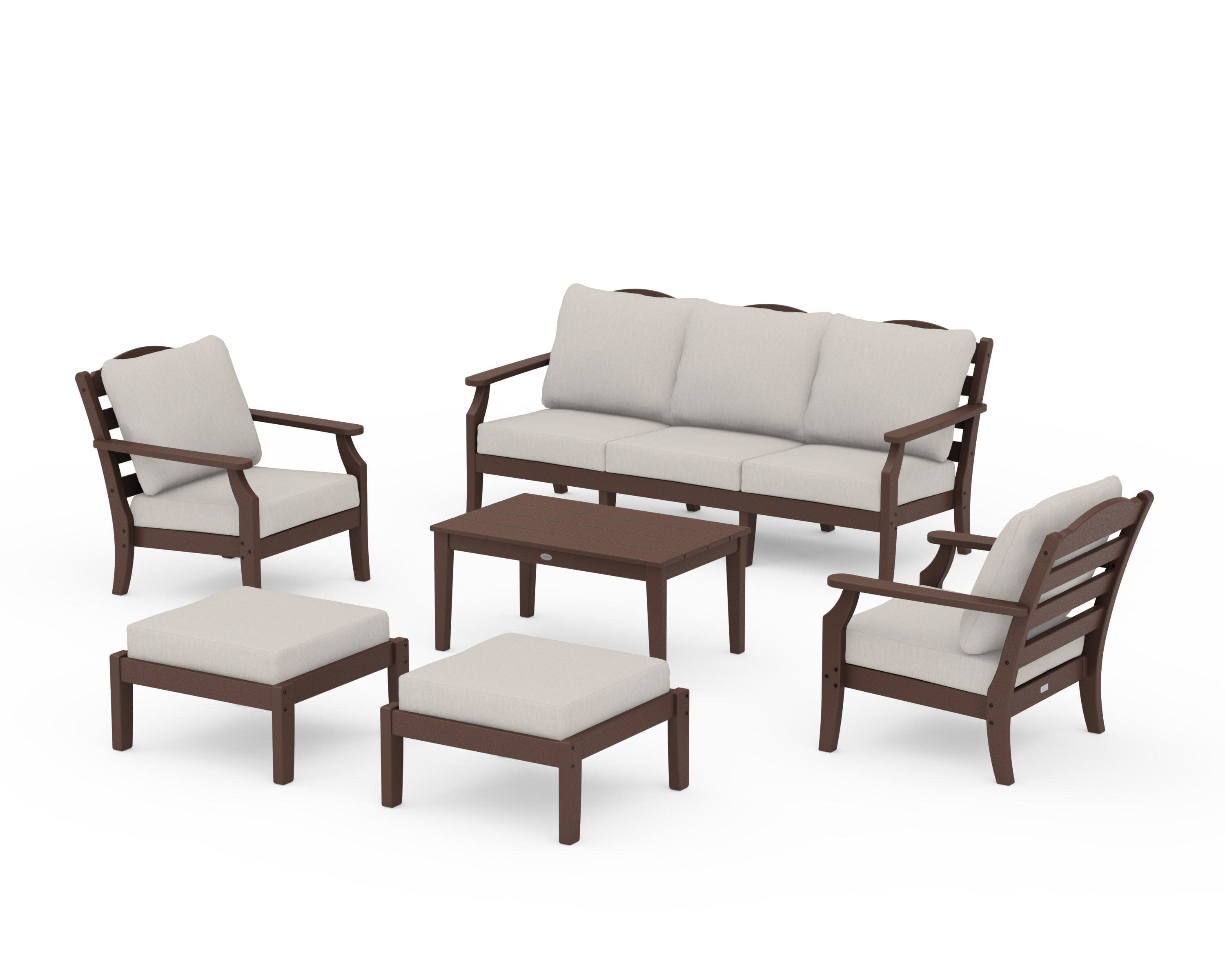 Savannah 6-Piece Lounge Sofa Set in Mahogany / Cast Ash