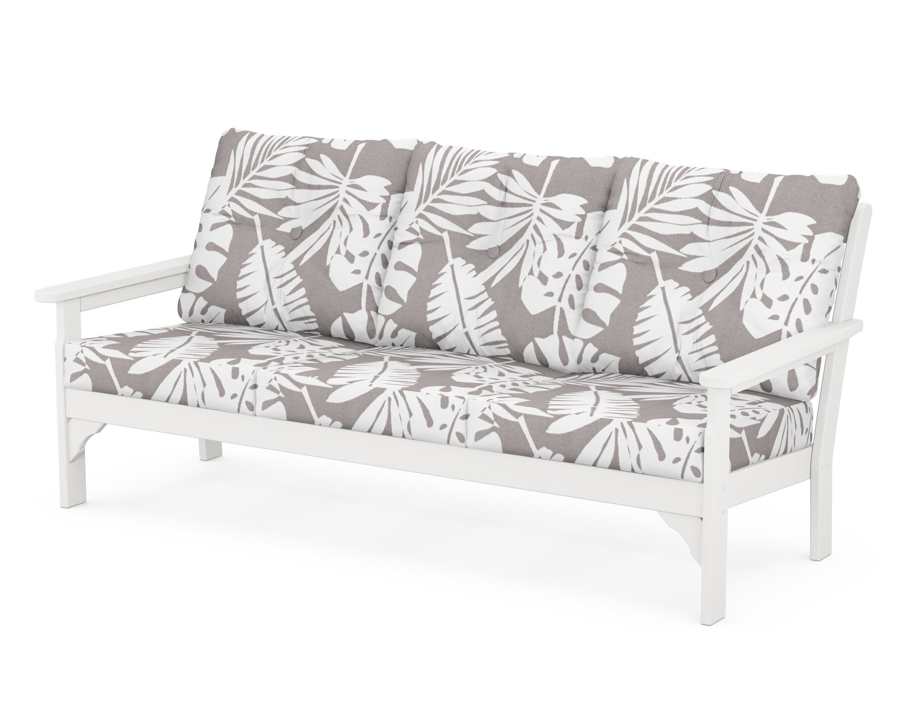 Vineyard Deep Seating Sofa in Vintage White / Leaf Grey Mist