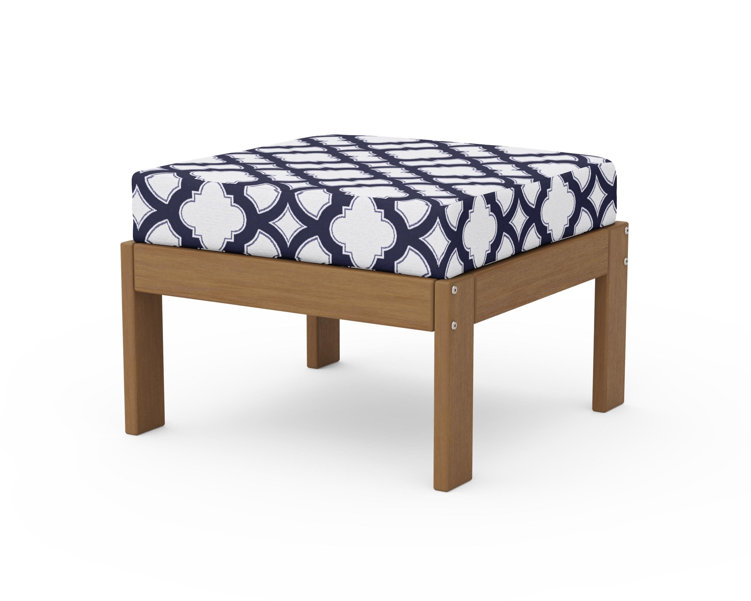 Vineyard Modular Ottoman in Natural / Trellis Navy
