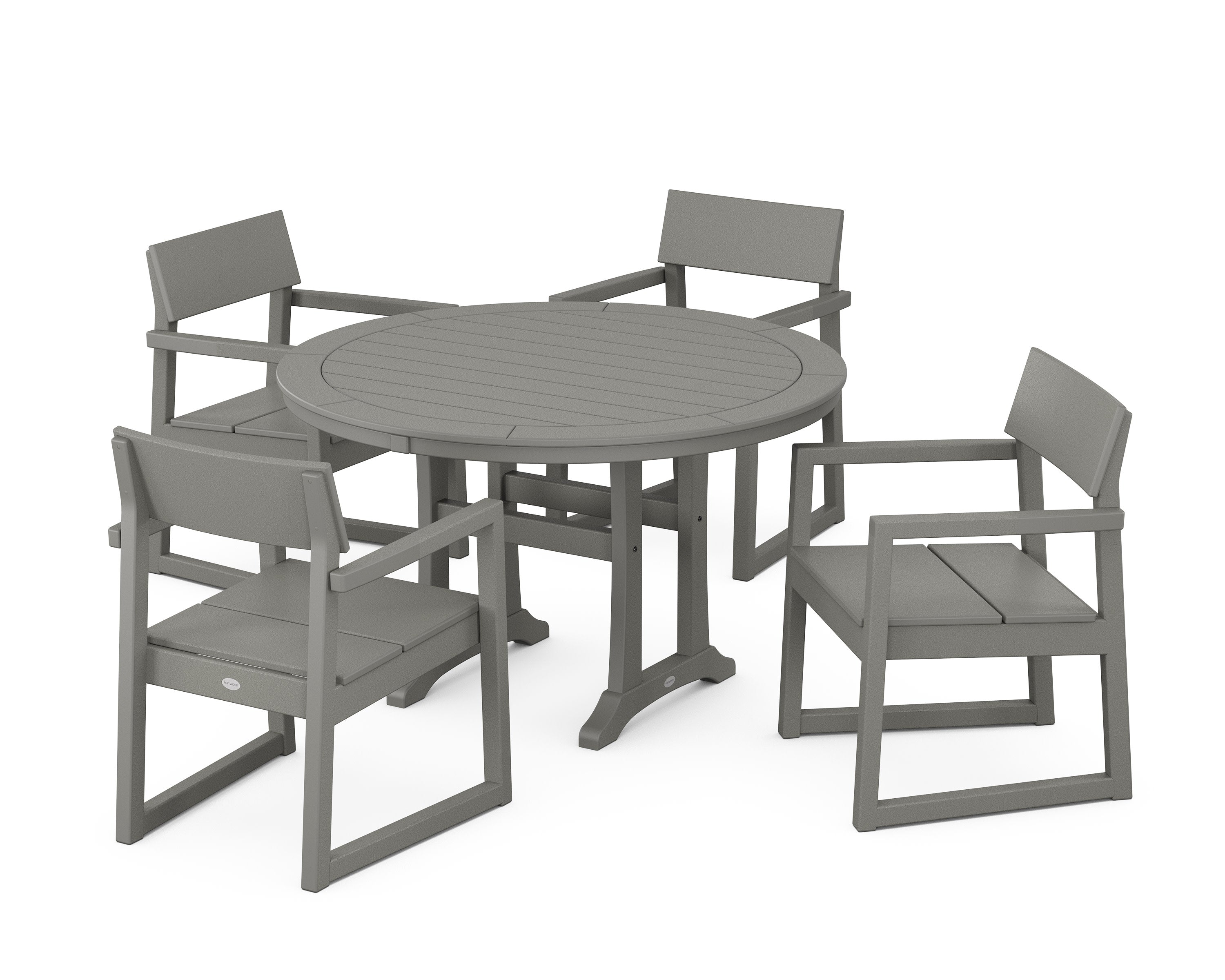 EDGE 5-Piece Round Dining Set with Trestle Legs in Slate Grey