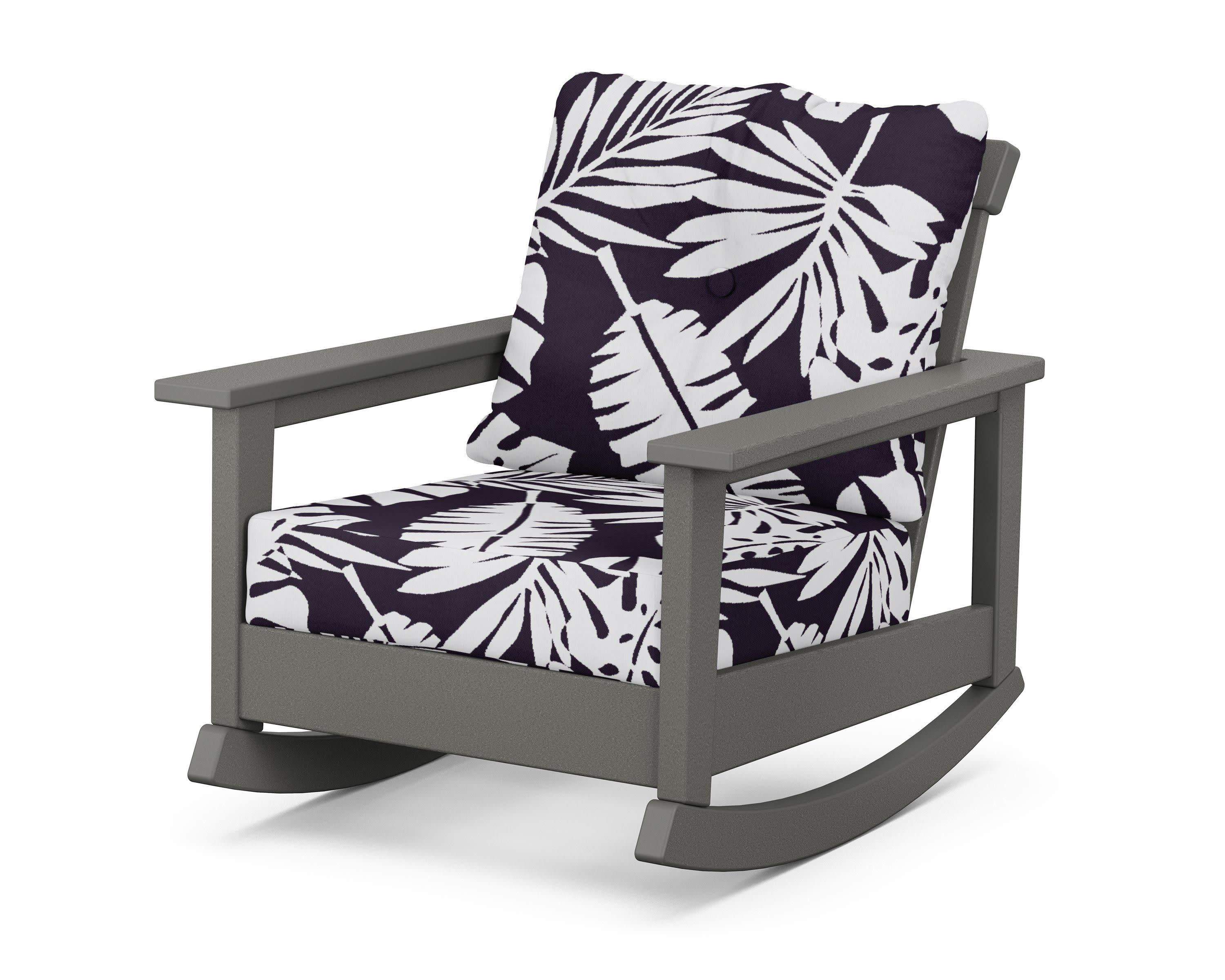 Prescott Deep Seating Rocking Chair in Slate Grey / Leaf Navy