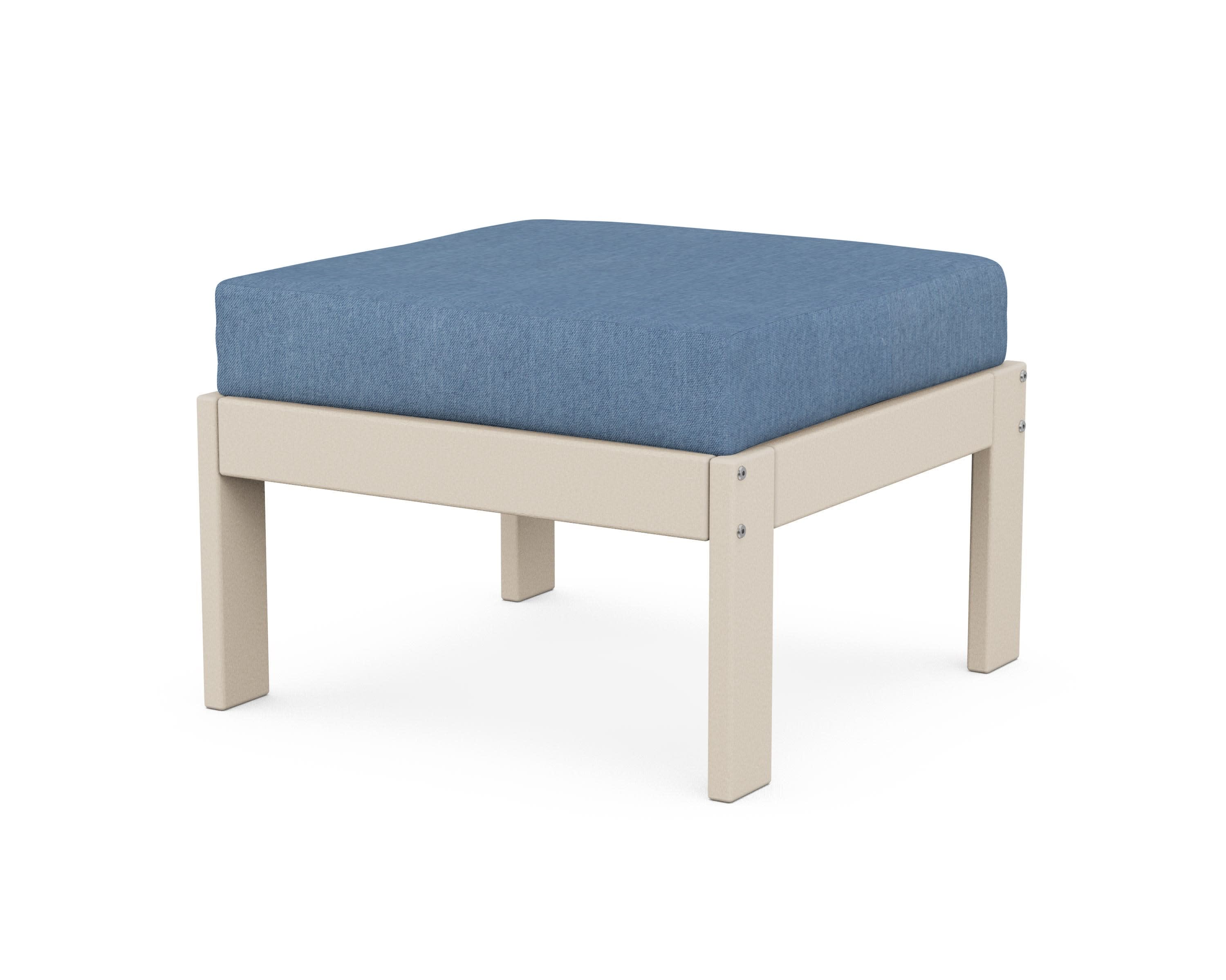 Vineyard Modular Ottoman in Sand / Sky Blue
