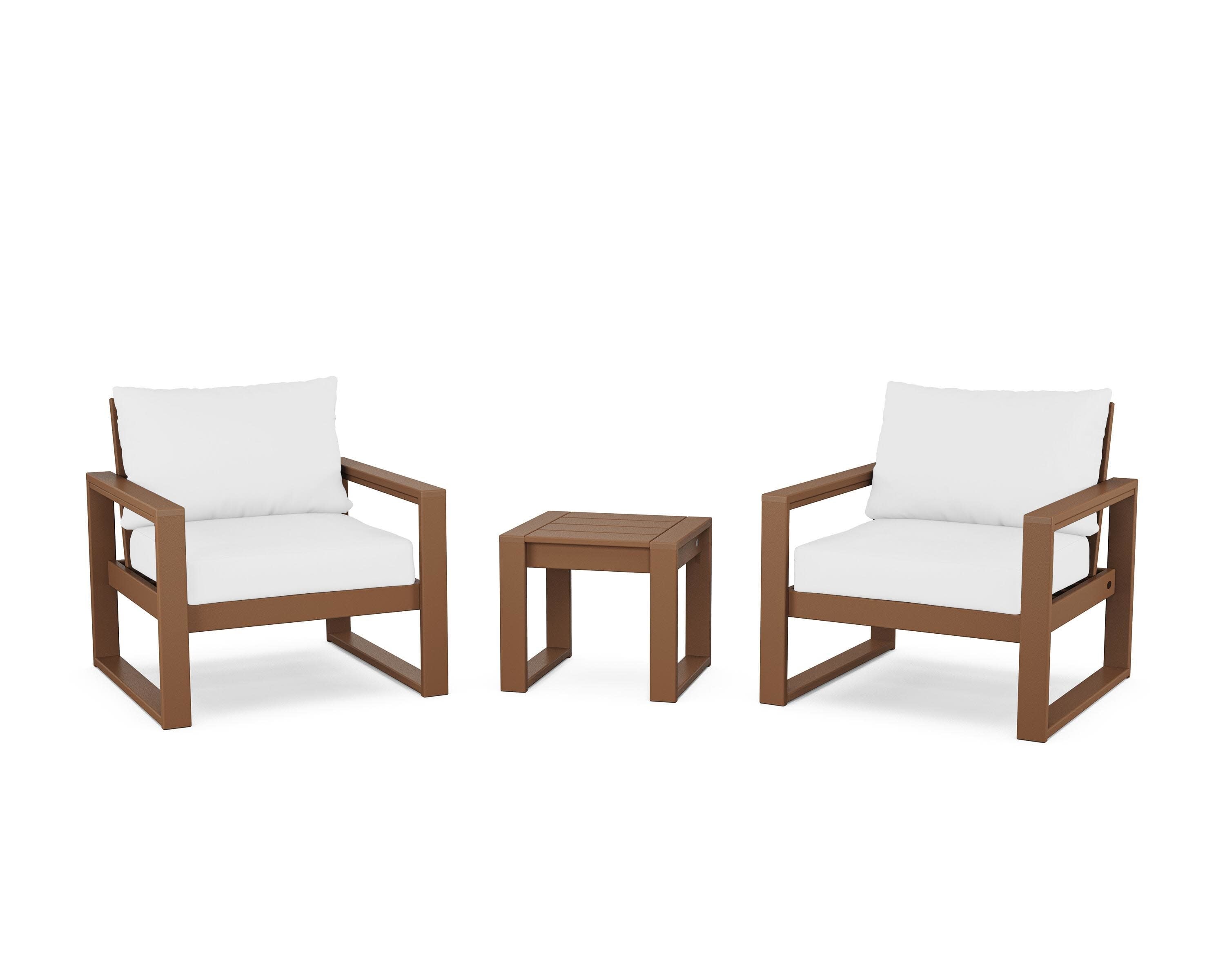 EDGE Sectional 3-Piece Deep Seating Set in Teak / Natural