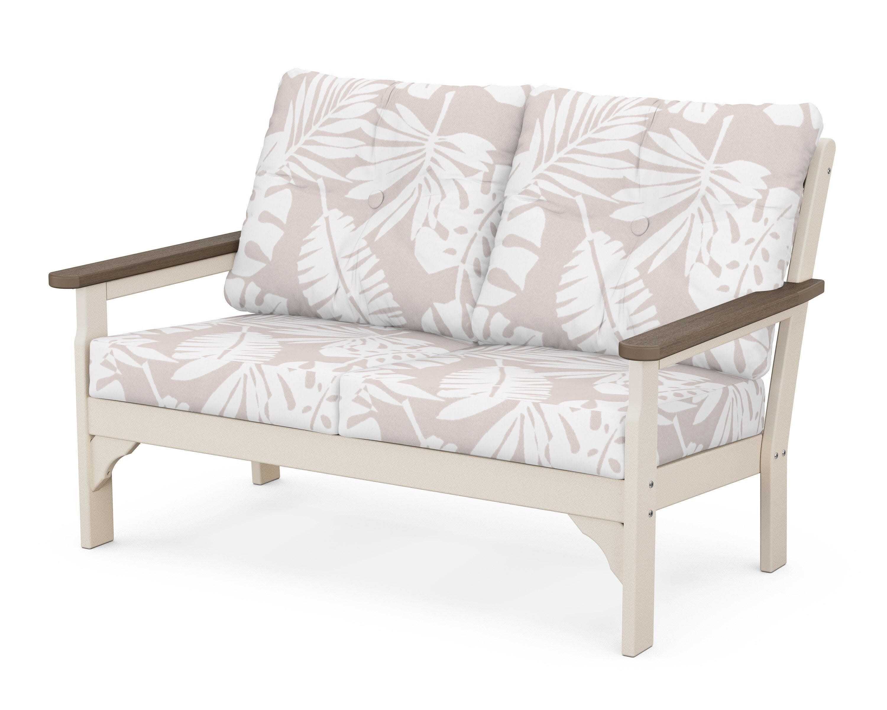 Vineyard Deep Seating Loveseat in Sand / Kona / Leaf Dune Burlap