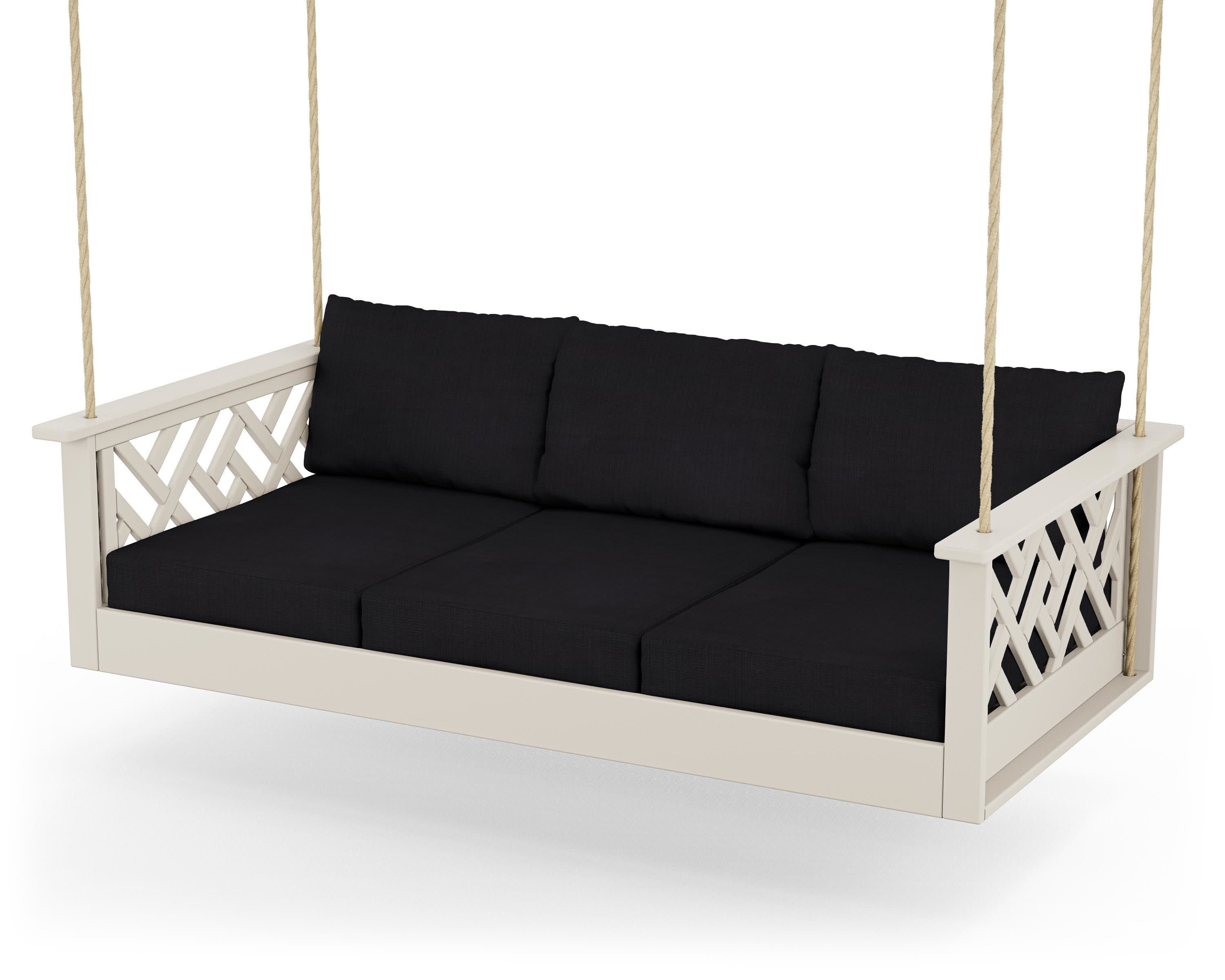 Chippendale Daybed Swing in Sand / Midnight Linen