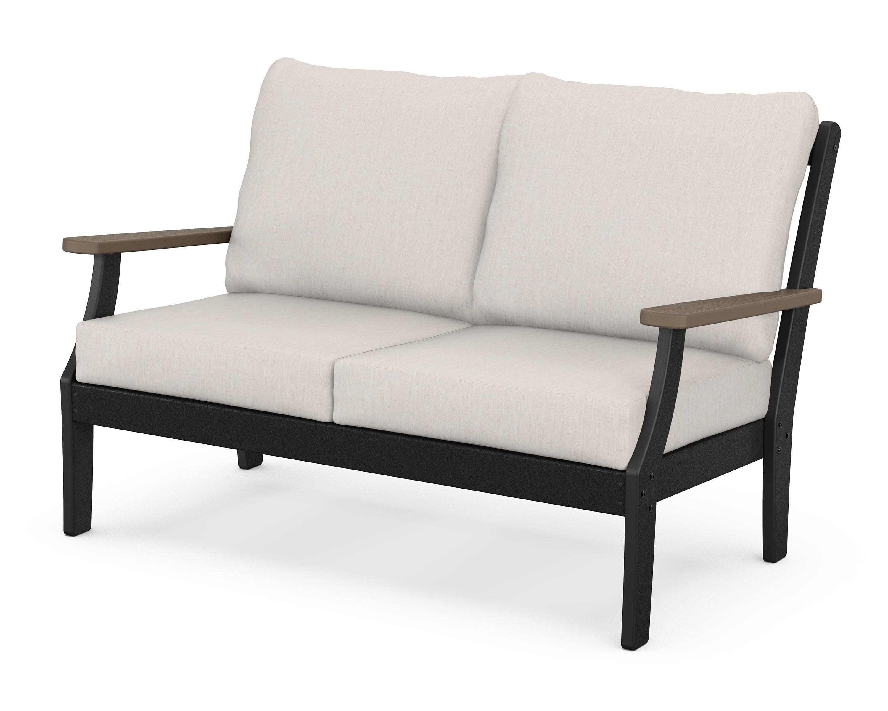 Braxton Deep Seating Loveseat in Black / Kona / Cast Ash