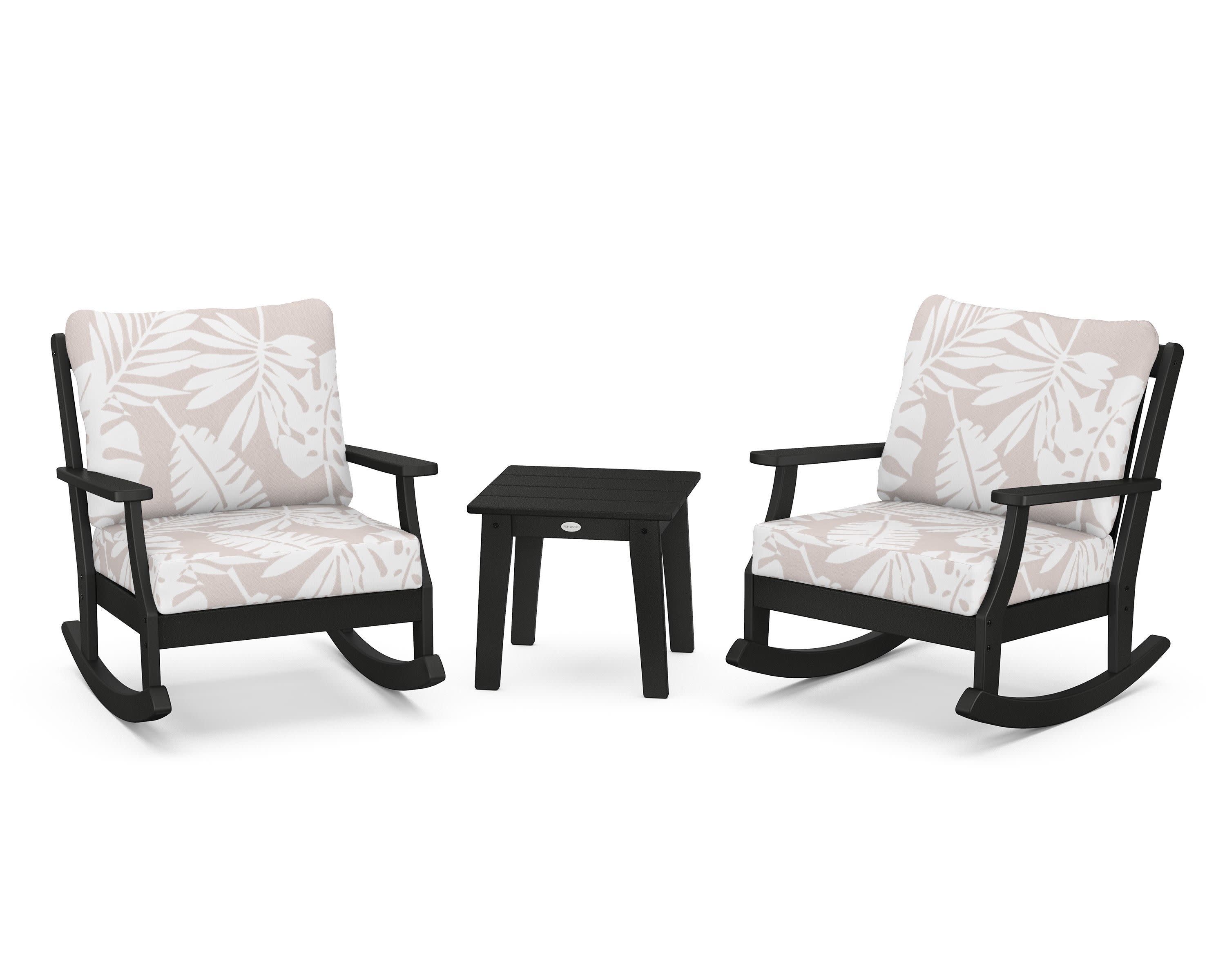 Braxton 3-Piece Deep Seating Rocker Set in Black / Leaf Dune Burlap