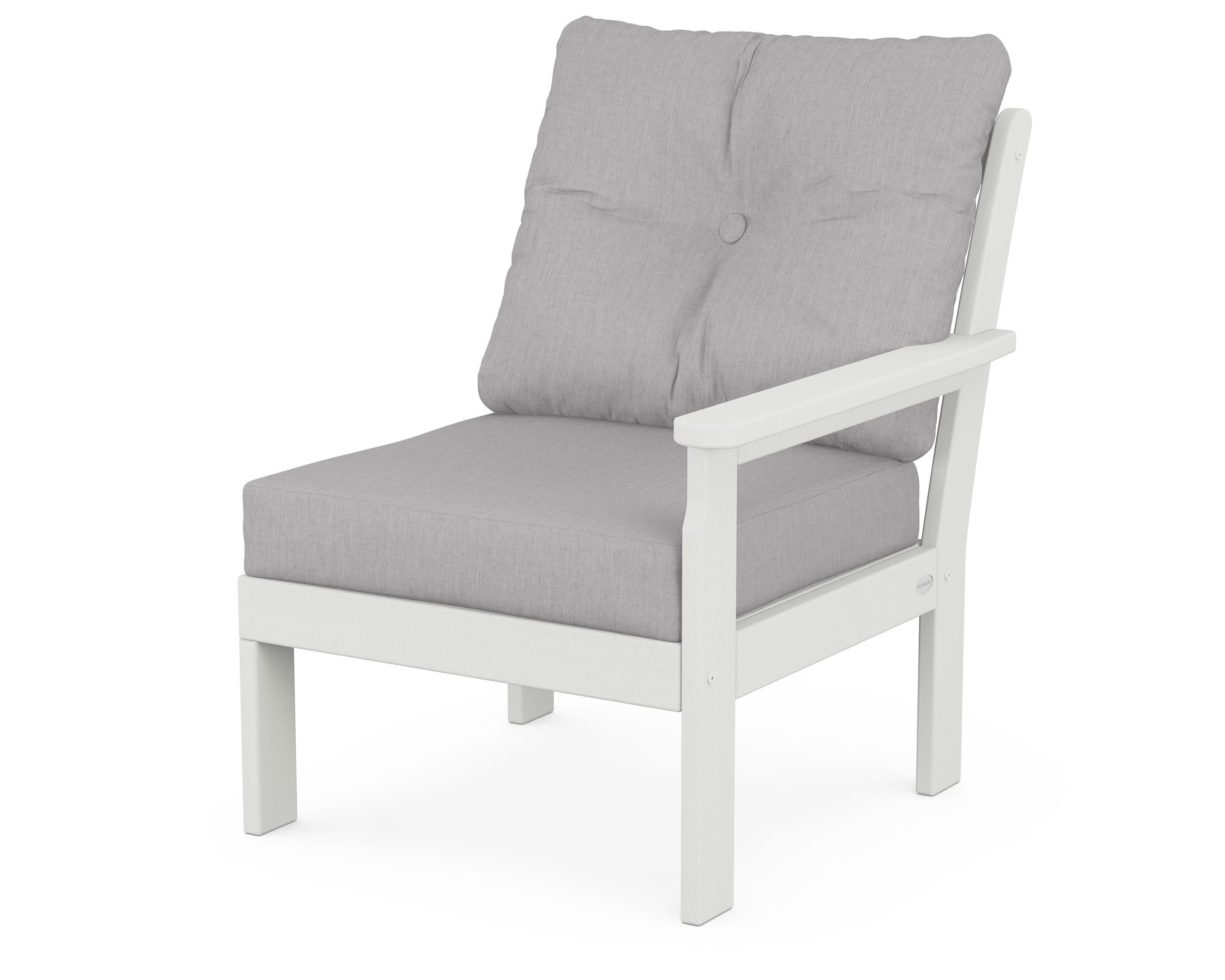 Vineyard Modular Right Arm Chair in Vintage White / Granite