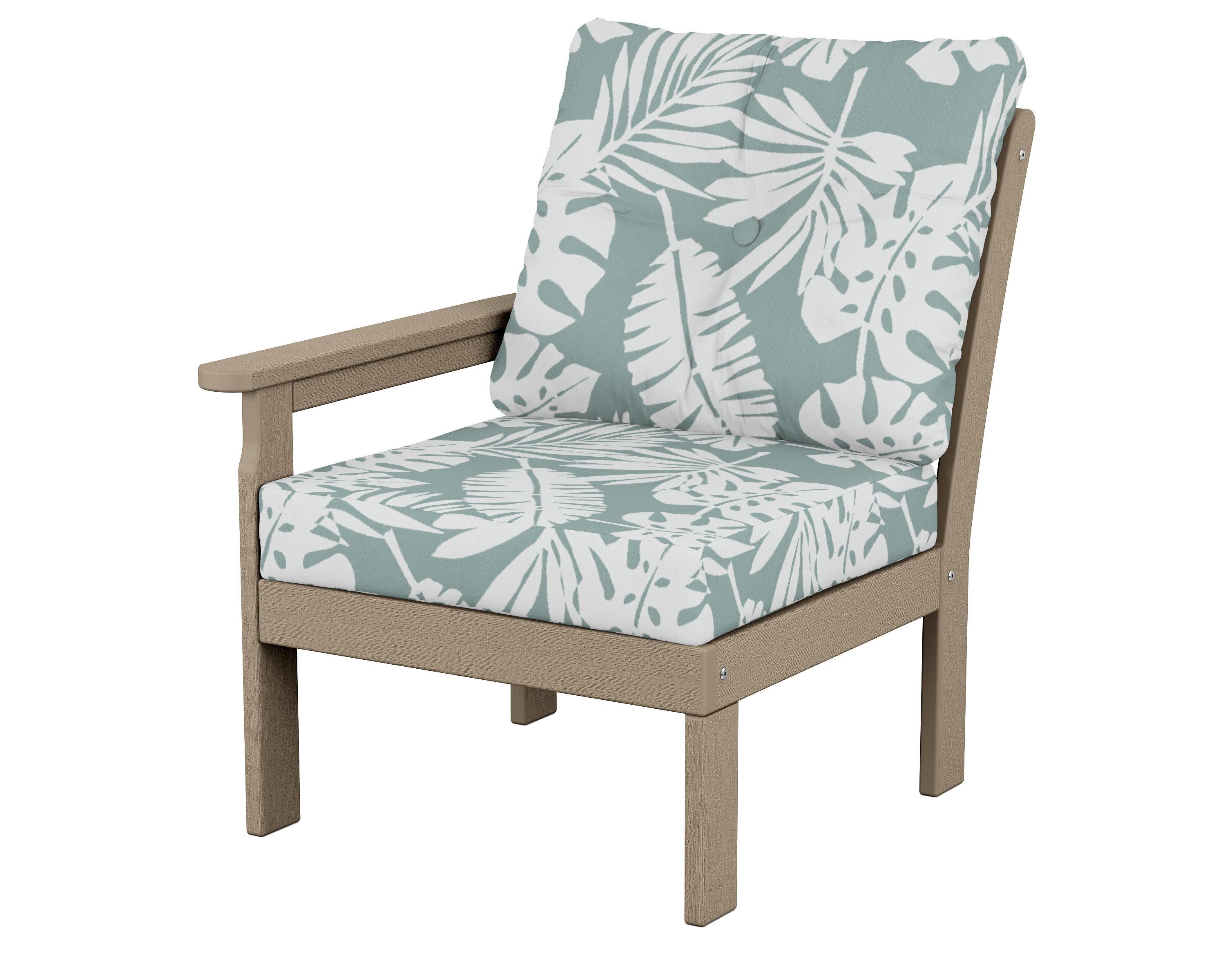 Vineyard Modular Left Arm Chair in Vintage Sahara / Leaf Glacier Spa