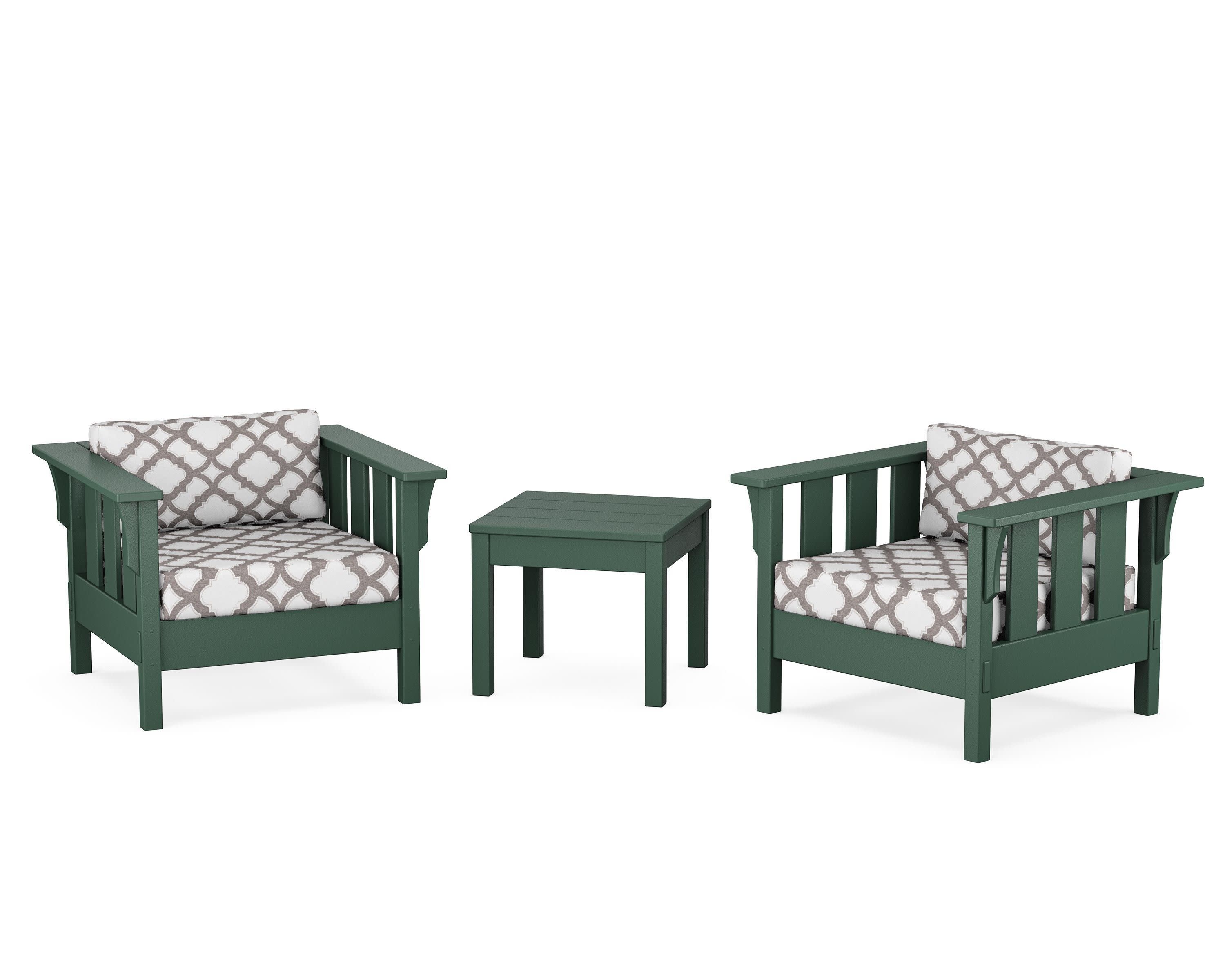 Acadia 3-Piece Deep Seating Set in Green / Trellis Grey Mist