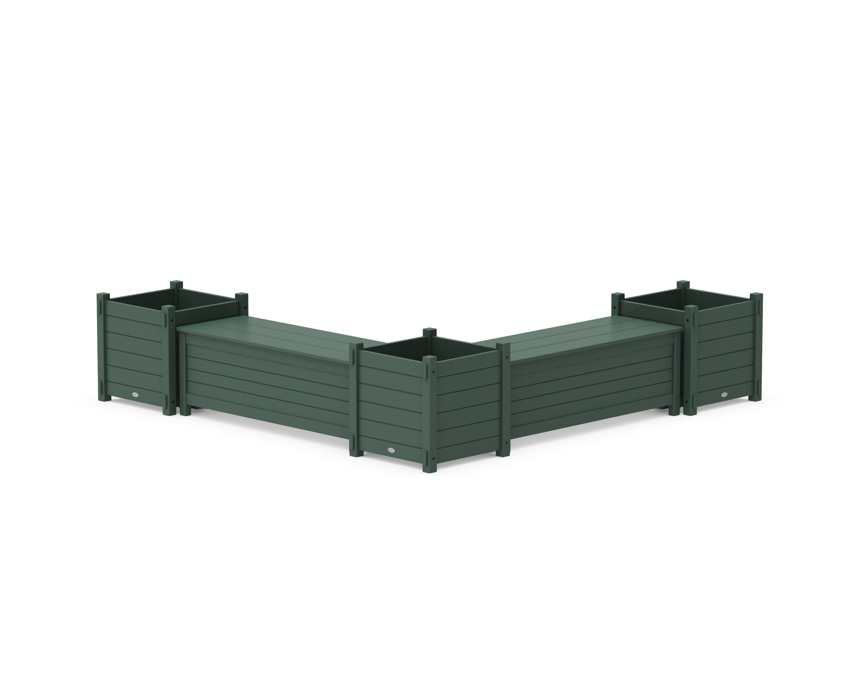 48" Nautical L- Shaped Planter Storage Bench Corner Set- Large in Green