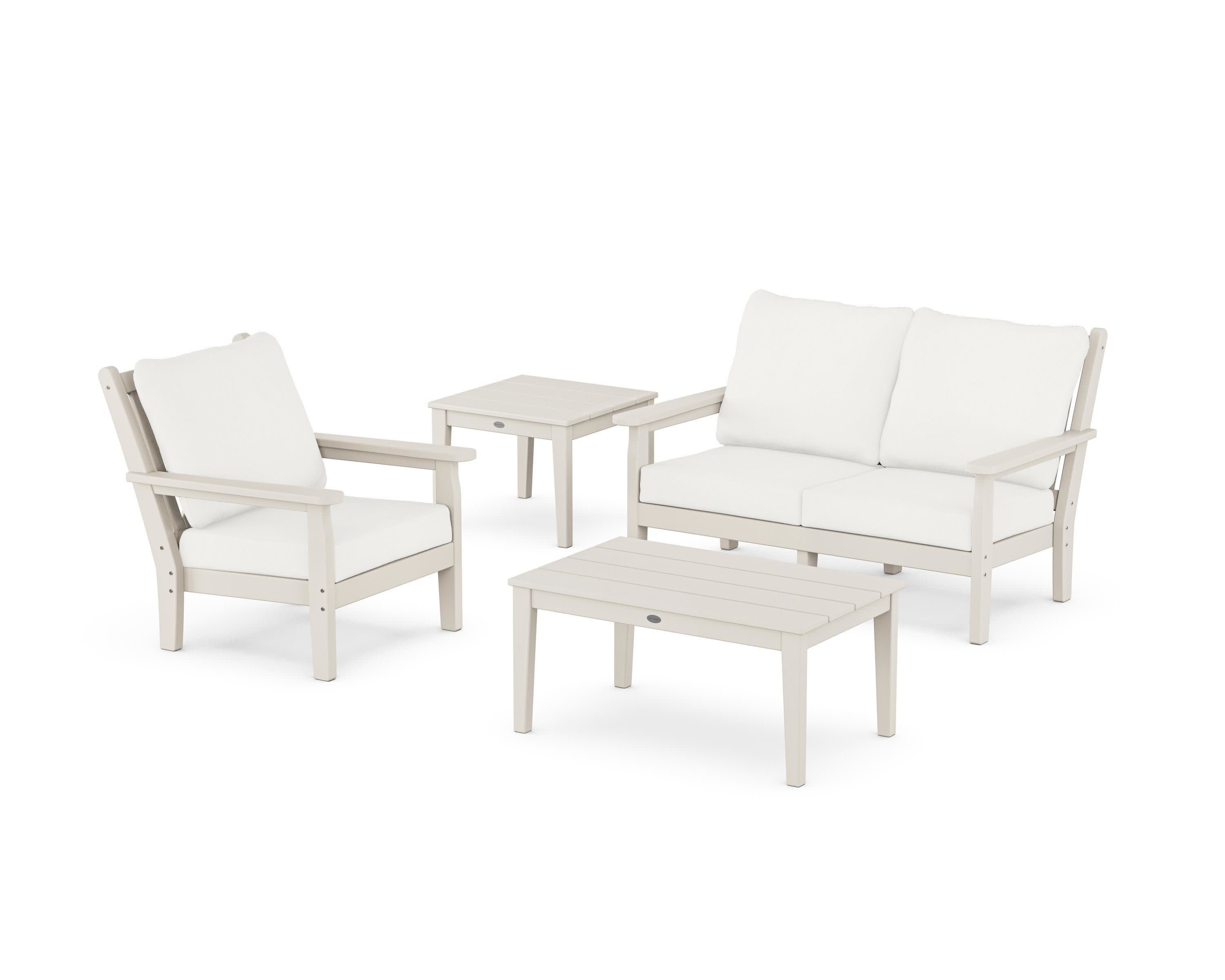 Chippendale 4-Piece Deep Seating Set in Sand / Natural Linen