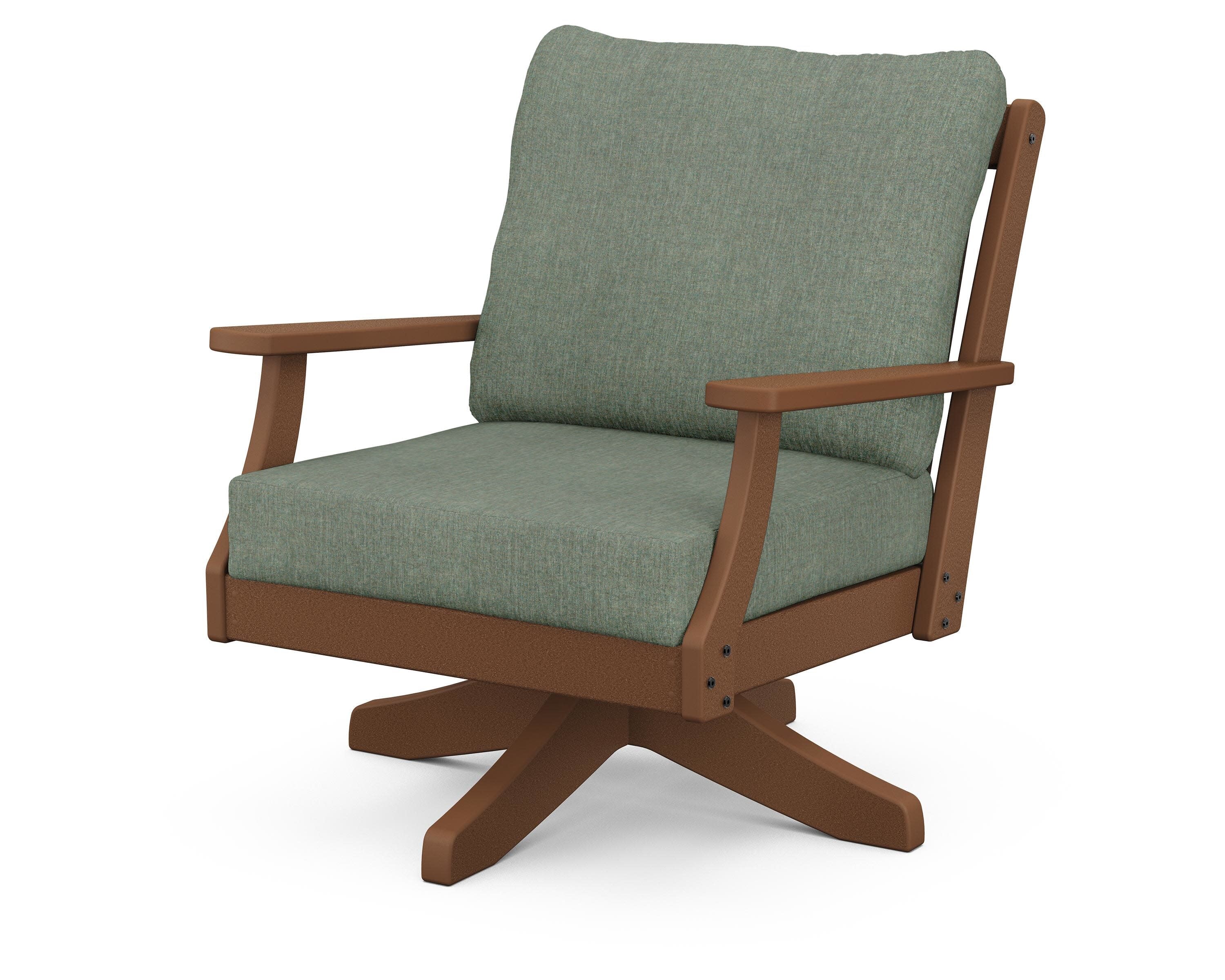 Braxton Deep Seating Swivel Chair in Teak / Cast Sage