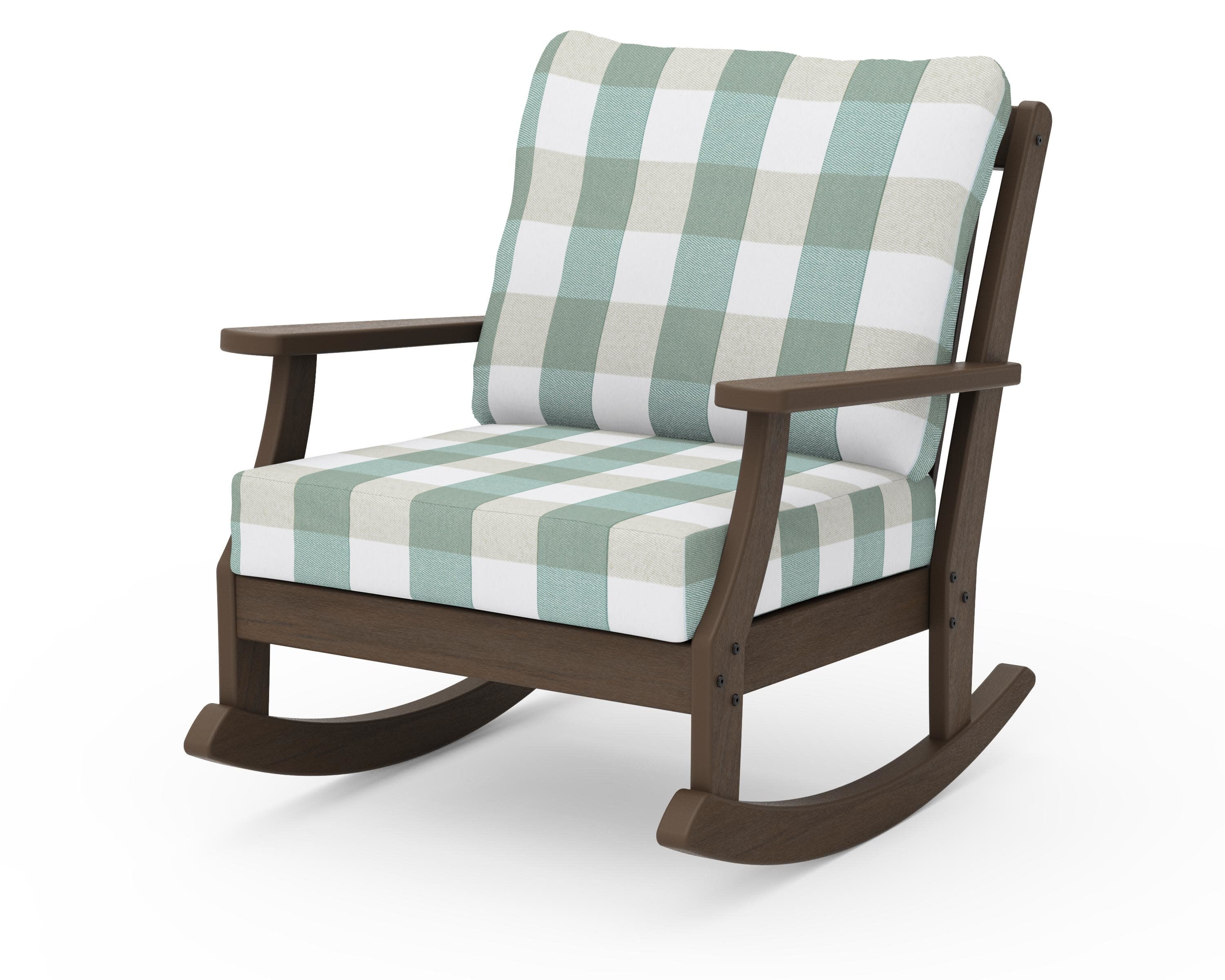 Braxton Deep Seating Rocking Chair in Kona / Buffalo Plaid Glacier Spa