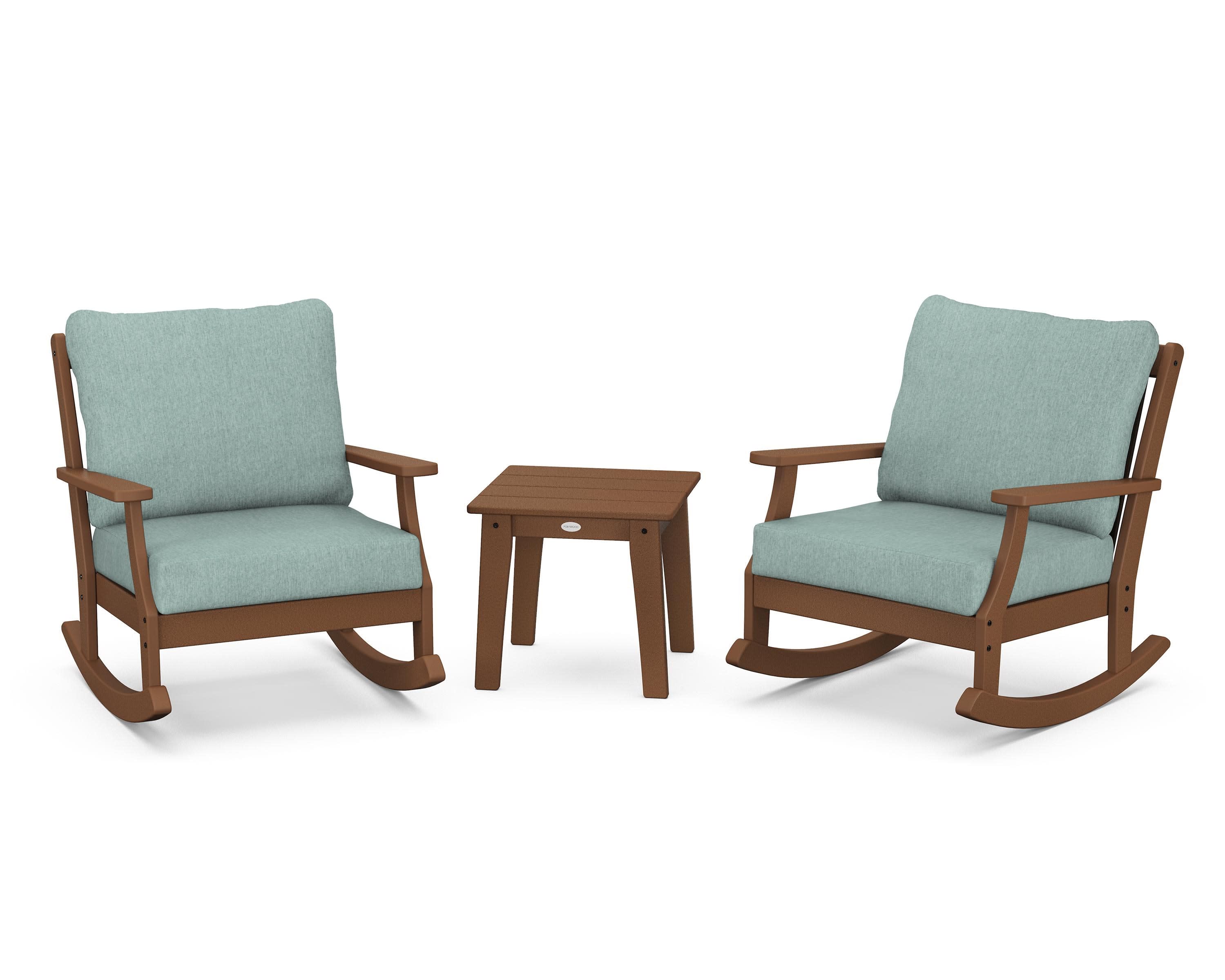 Braxton 3-Piece Deep Seating Rocker Set in Teak / Glacier Spa