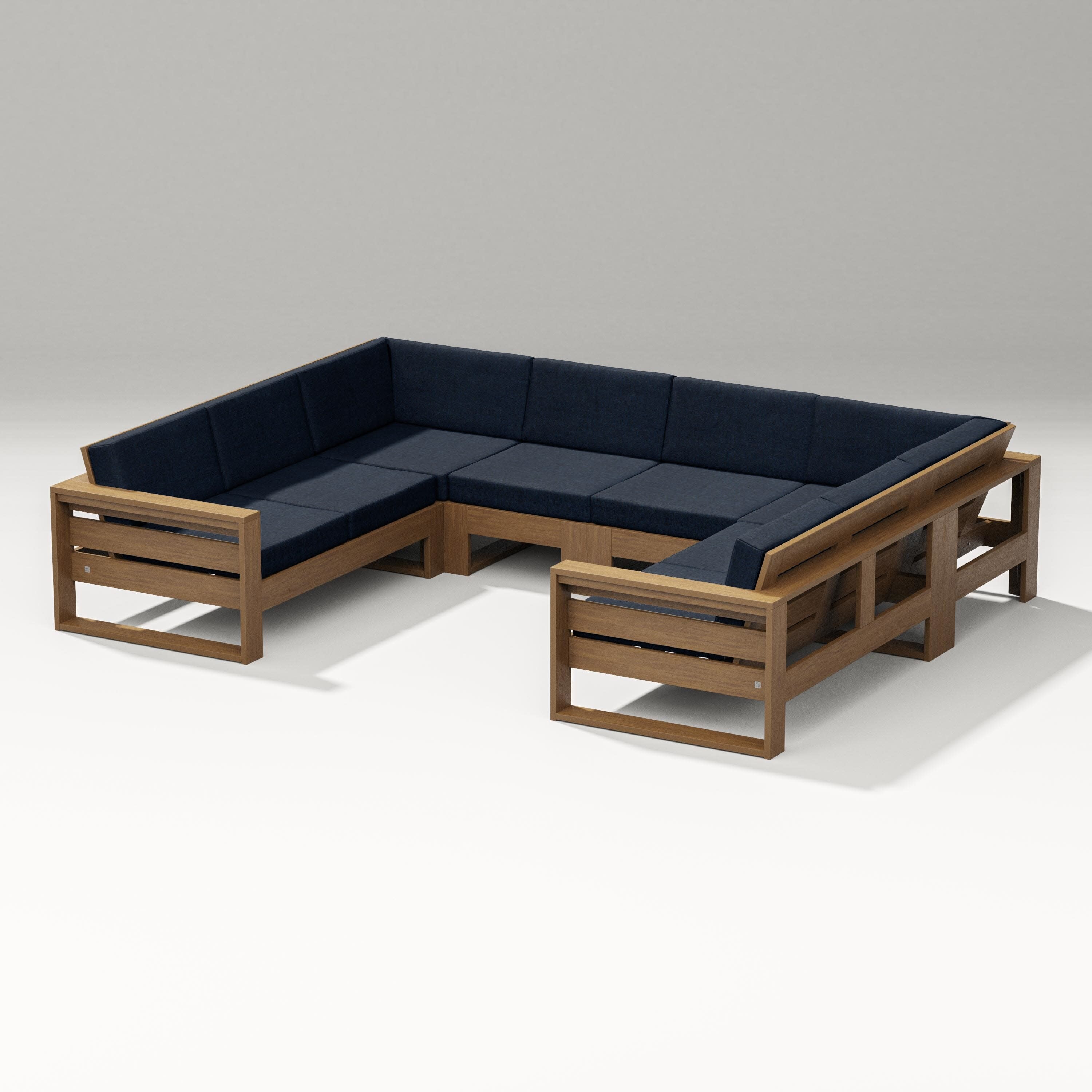 Latitude U-Shaped Sectional in Natural / Marine Indigo