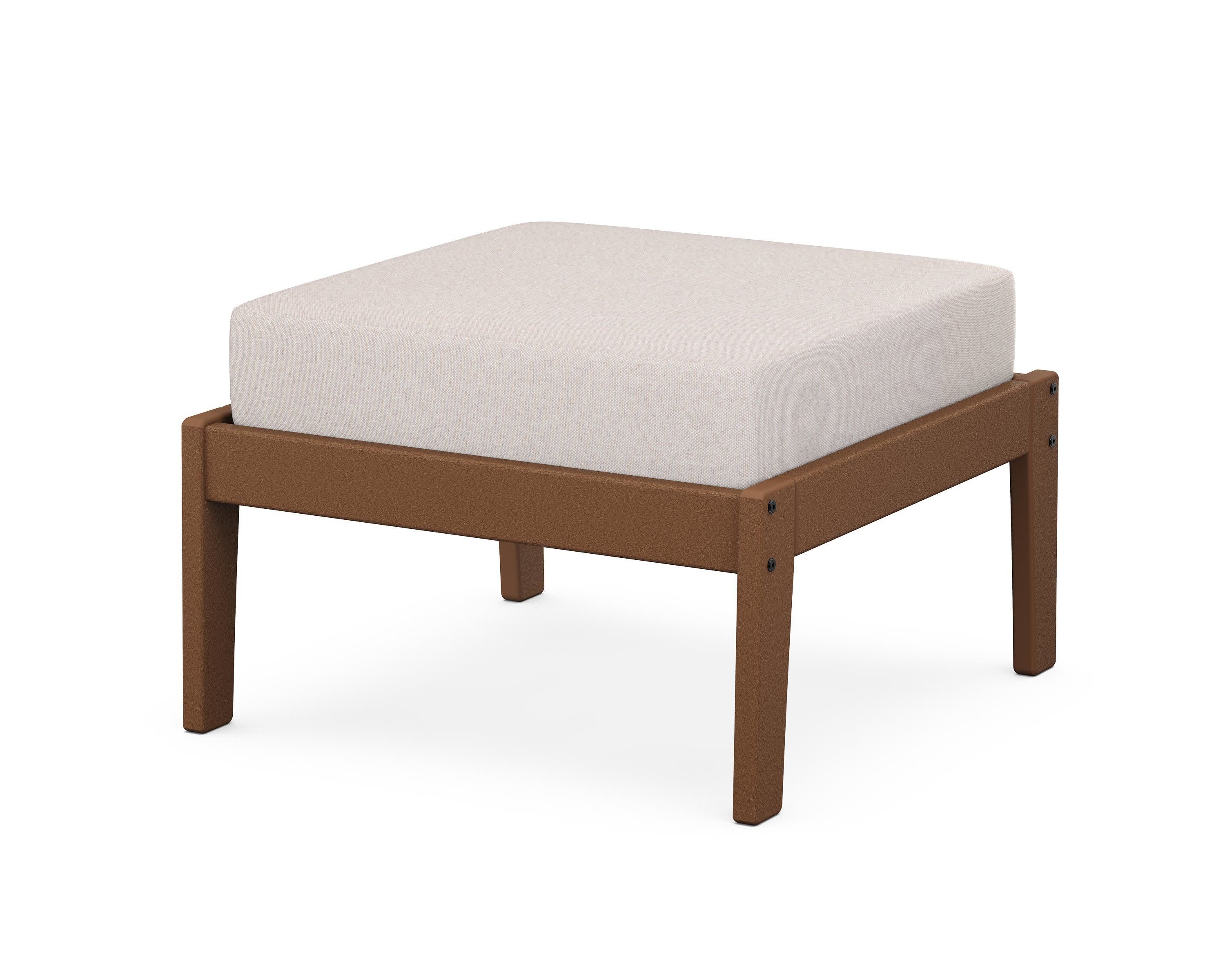 Deep Seating Ottoman in Teak / Dune Burlap