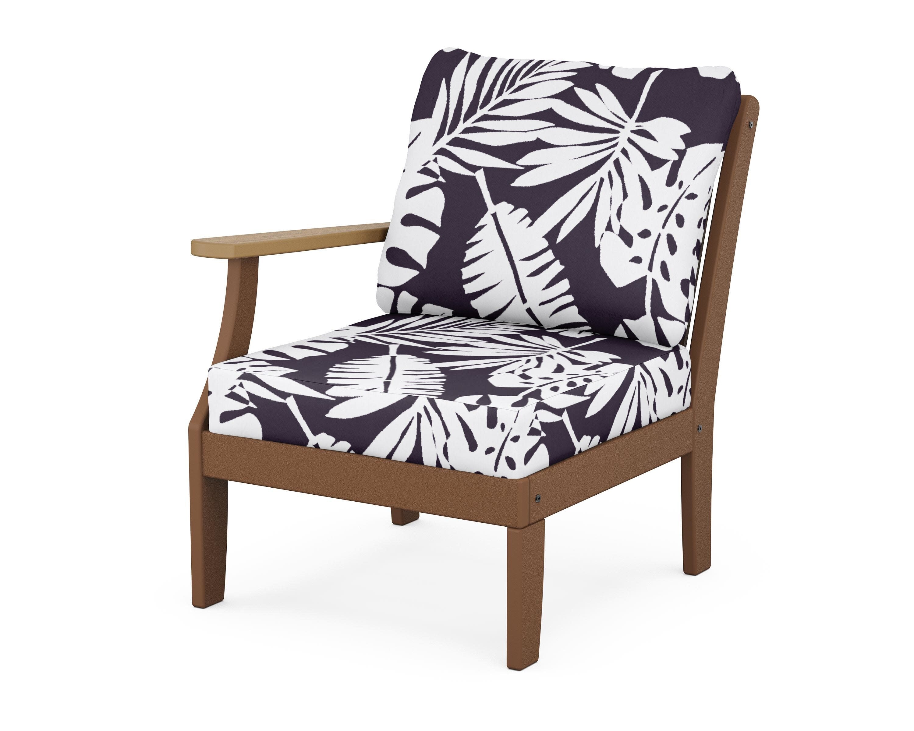 Braxton Modular Left Arm Chair in Teak / Natural / Leaf Navy