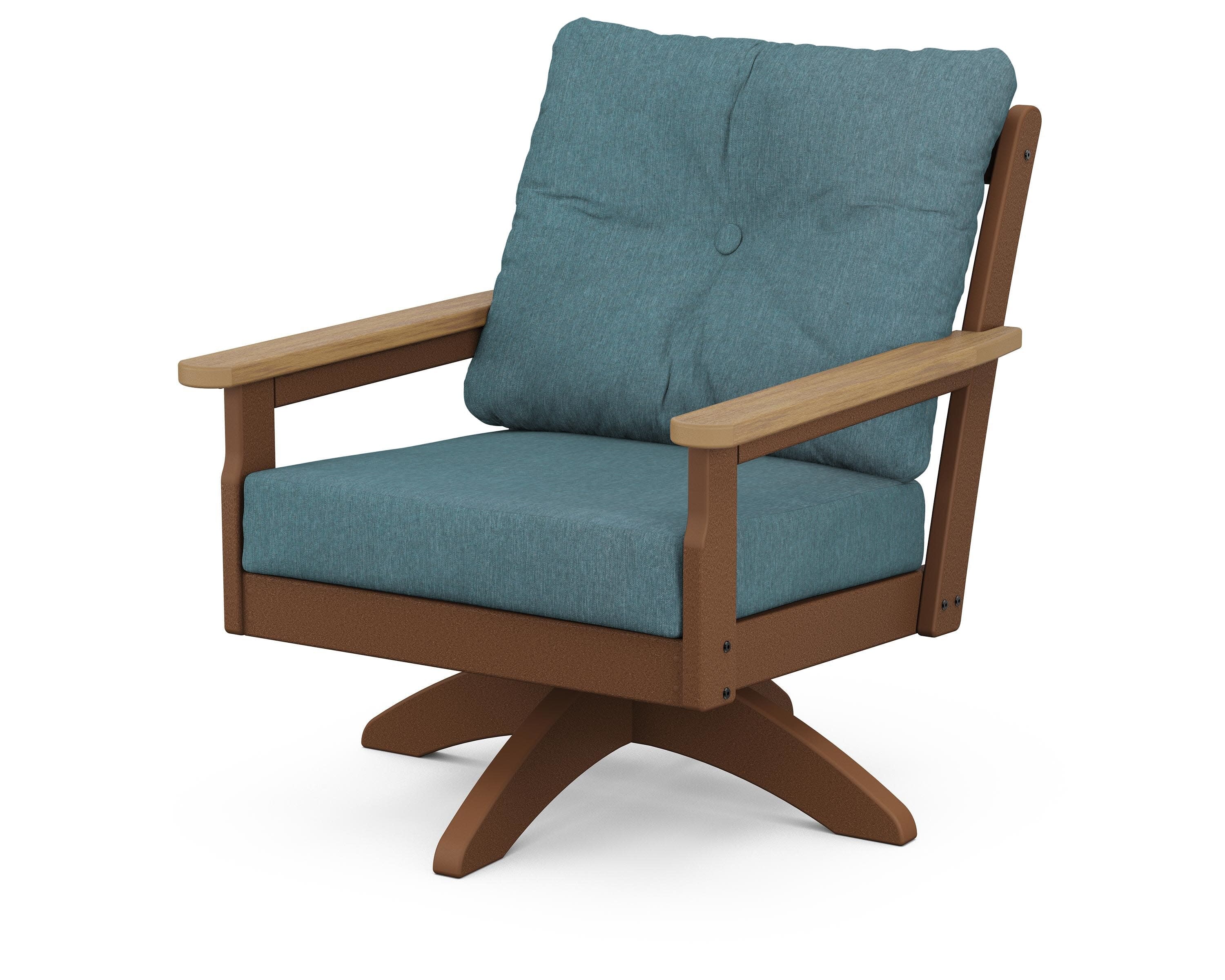 Vineyard Deep Seating Swivel Chair in Teak / Natural / Ocean Teal