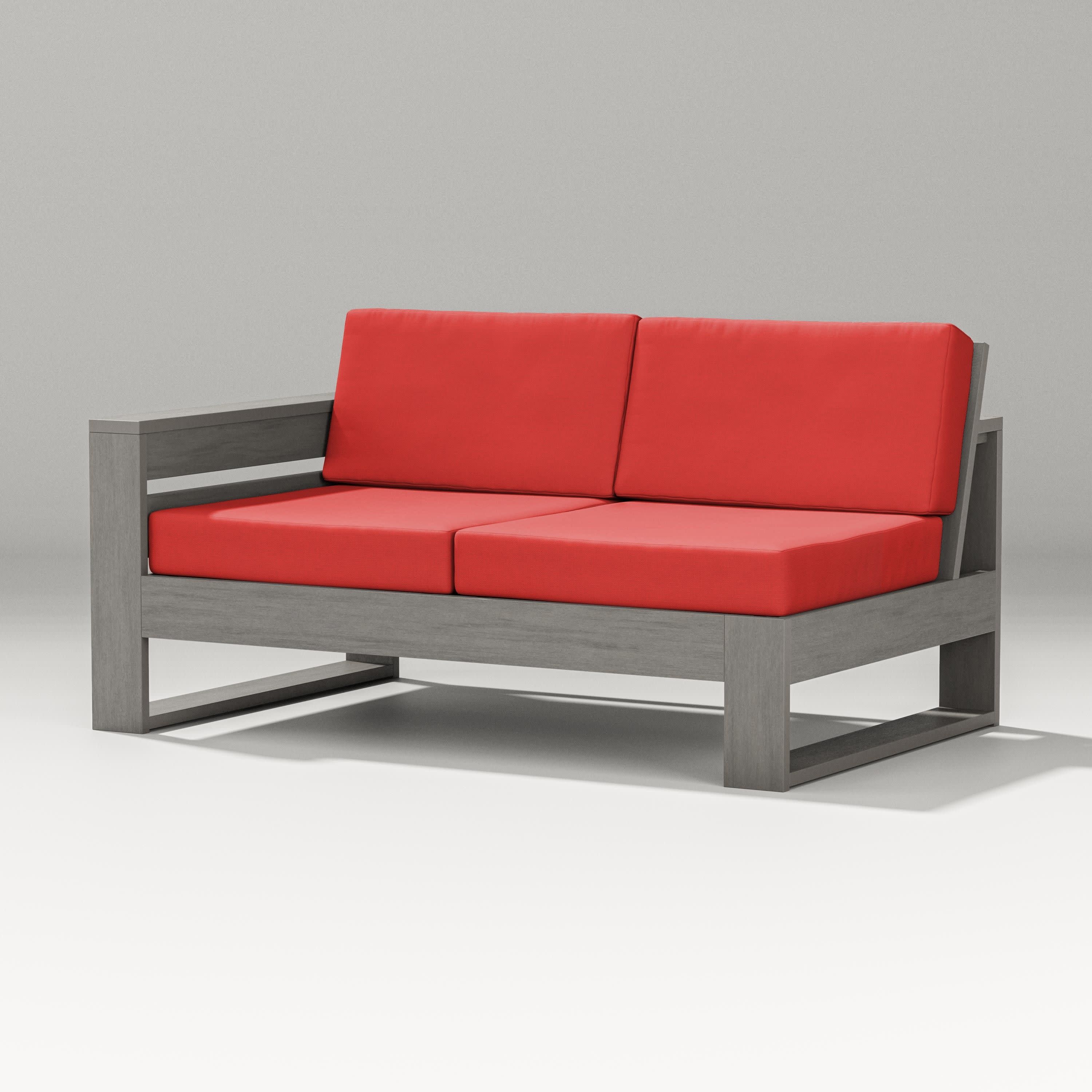 Latitude Modular Left Arm Loveseat in Driftwood / Crimson Linen