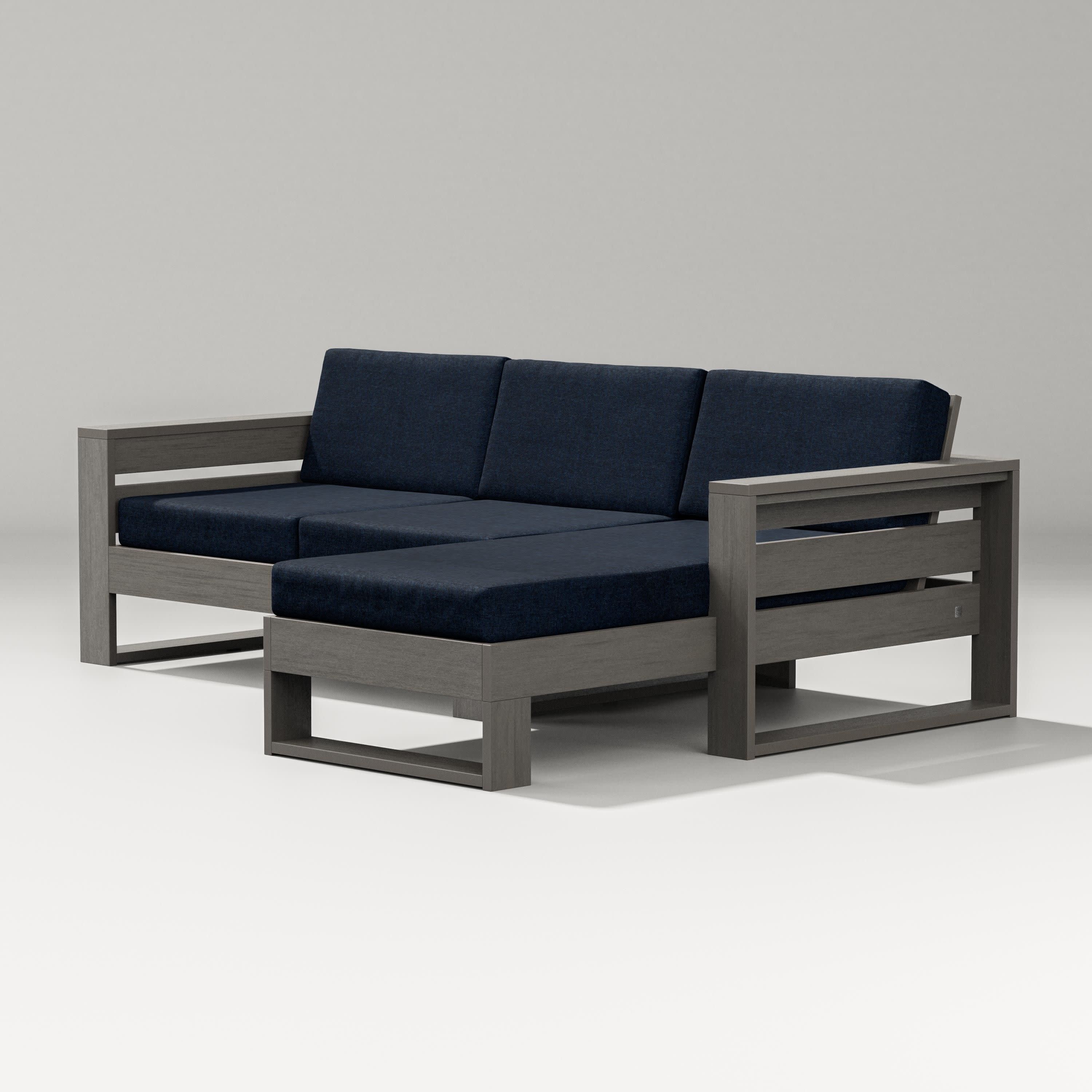 Latitude Right Chaise Sectional in Driftwood / Marine Indigo