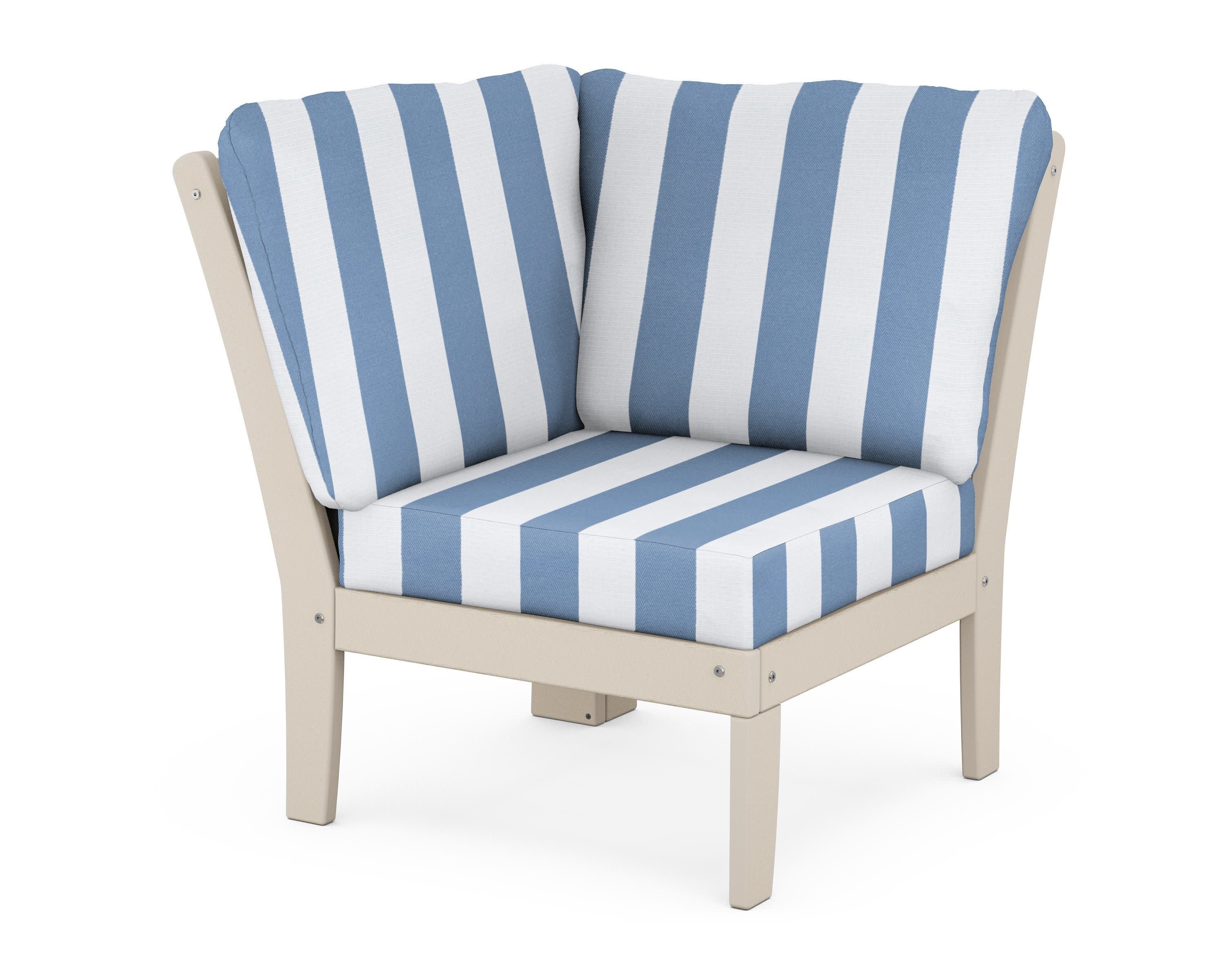 Braxton Modular Corner Chair in Sand / Cabana Stripe Sky Blue