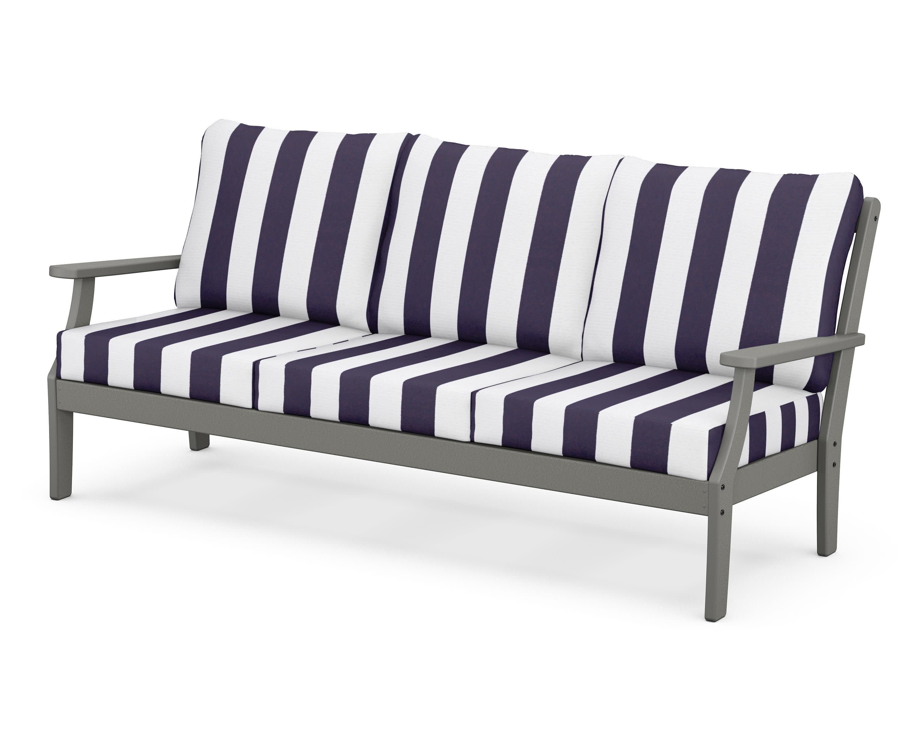 Braxton Deep Seating Sofa in Slate Grey / Cabana Stripe Navy