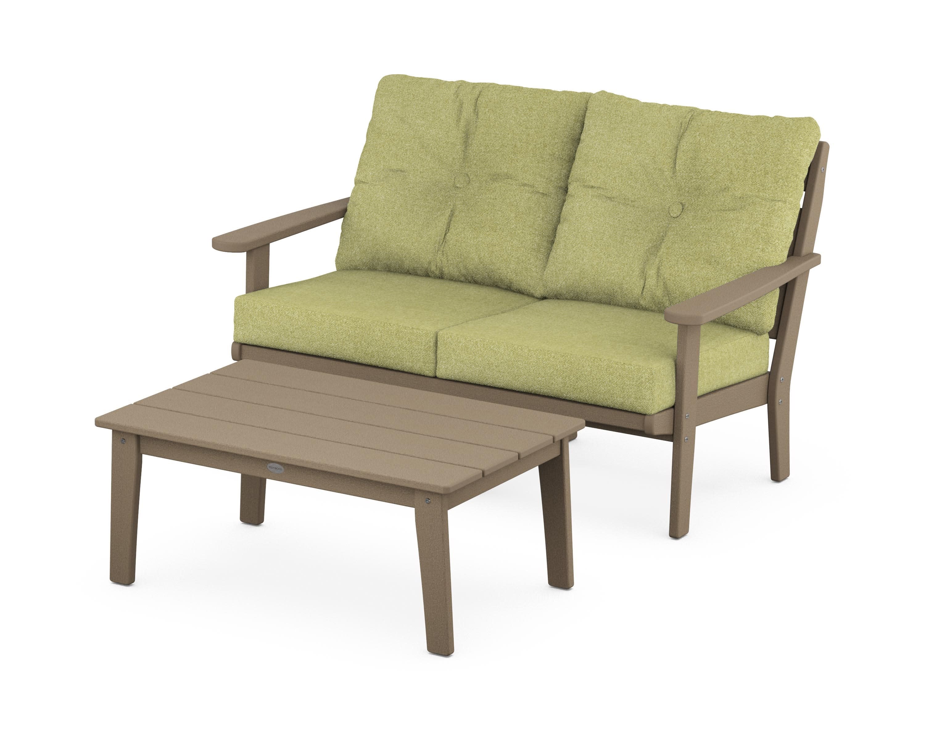 Lakeside 2-Piece Lounge Loveseat Set in Vintage Sahara / Chartreuse Boucle